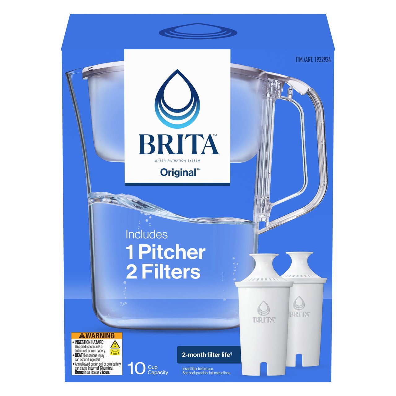Brita Champlain Water Pitcher with 2 Filters, 10 Cup - Image 1