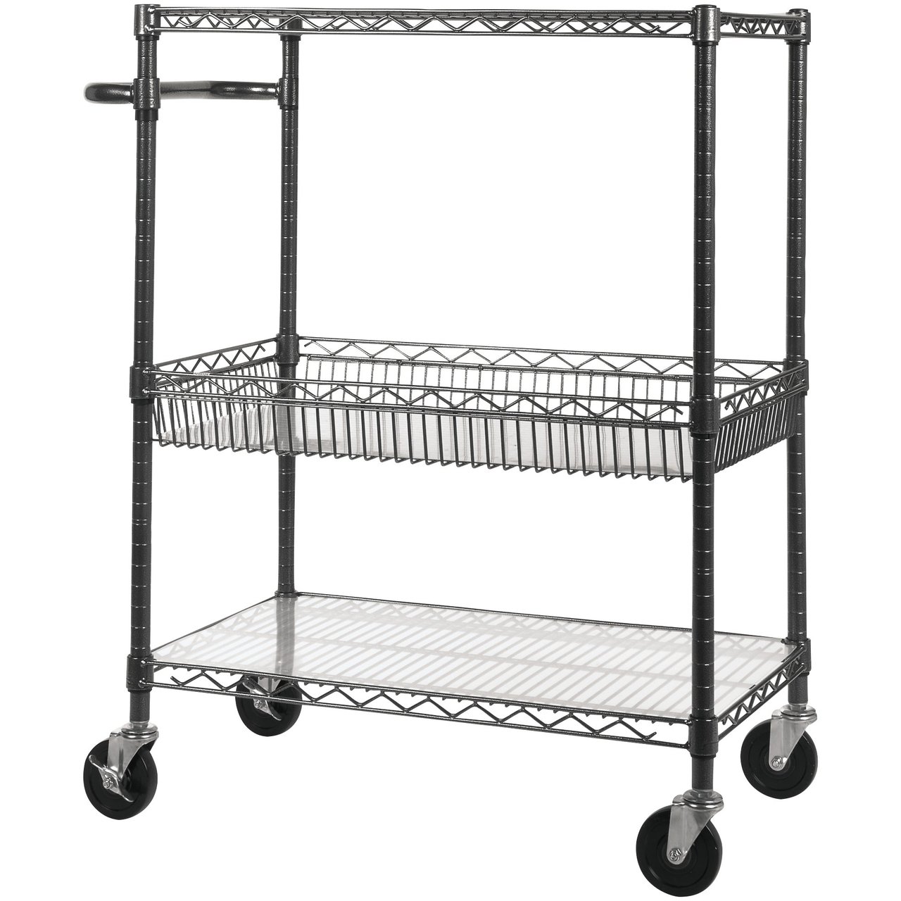 Alera 3-Tier Black Wire Cart (ALESW543018BA) - Image 1