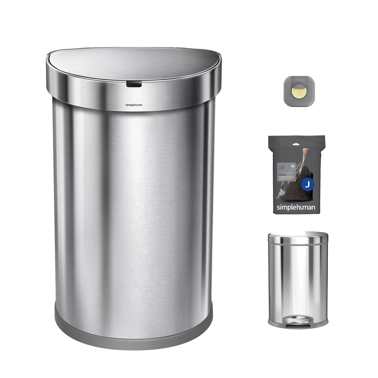 simplehuman Stainless 45L Sensor Can & 4.5L Step Can - Image 1