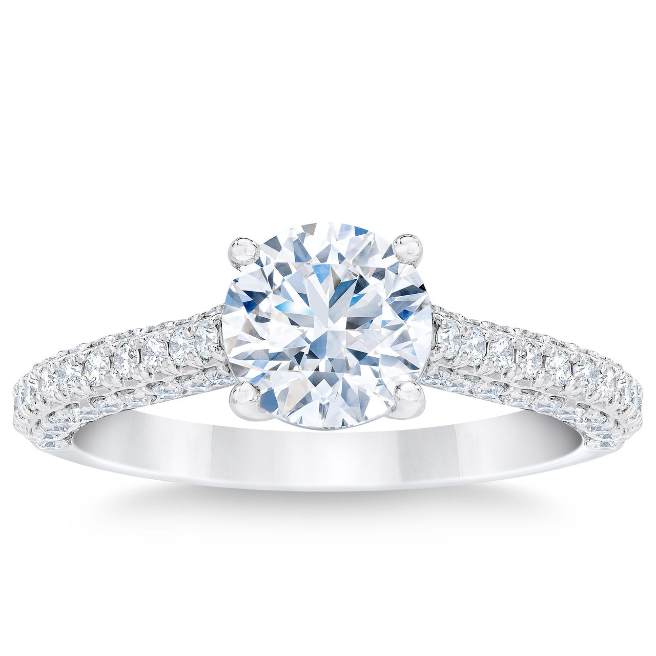 1.71 CTW Round Diamond Platinum Wedding Ring, 1.20 CT Center, VS1, "I" Color - Image 1
