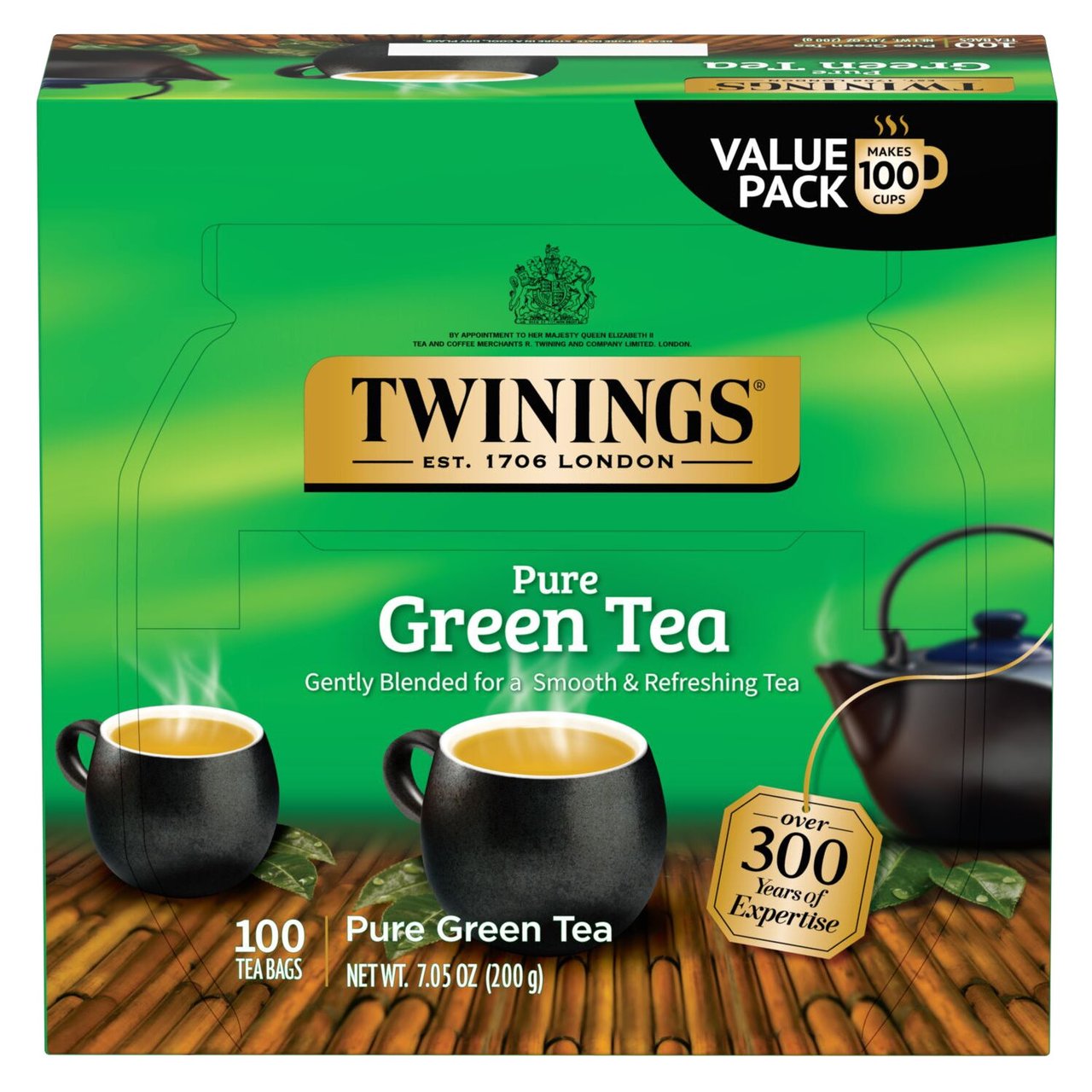 Twinings Pure Green Tea 100 Count 7.05 oz - Image 1