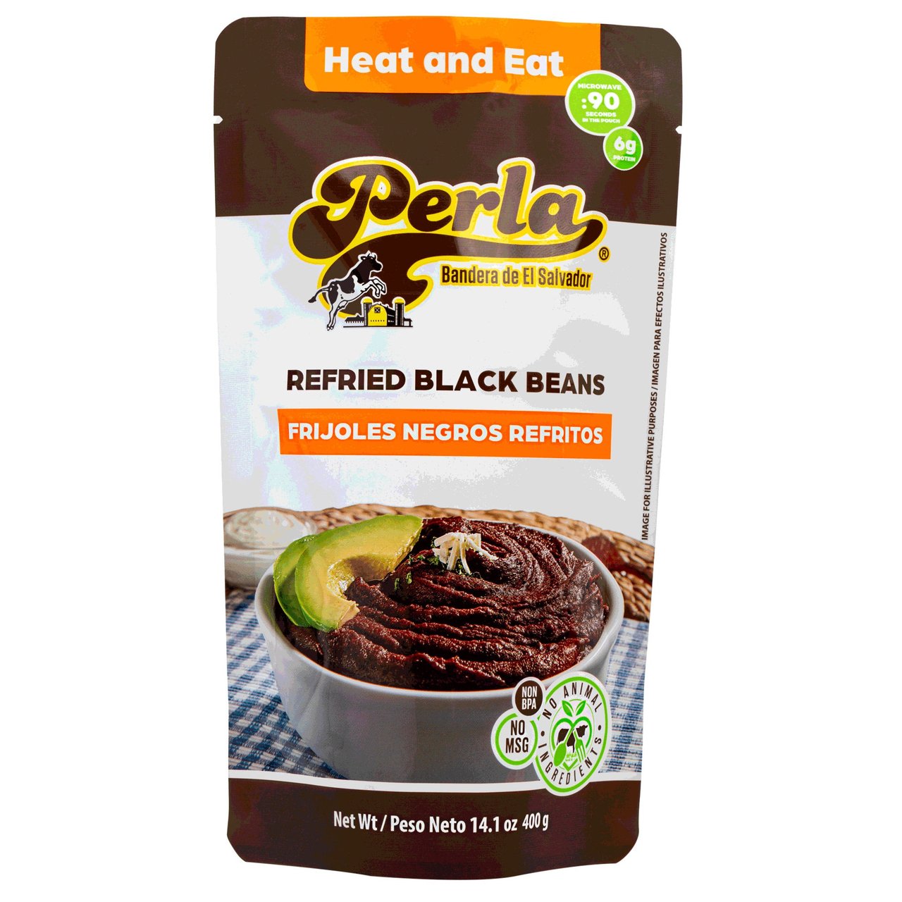 Perla Refried Black Beans 6/14 oz - Image 1