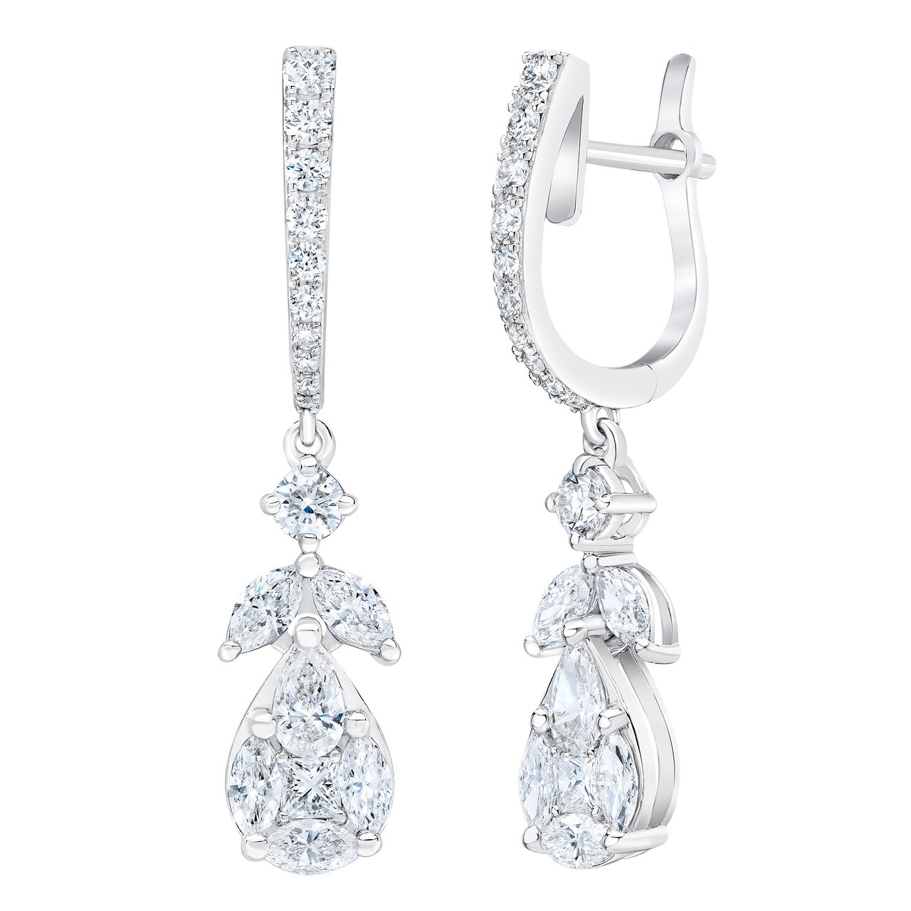 14KT White Gold VS2 I 1.40 CTW Multi Cut Diamond Earrings - Image 1