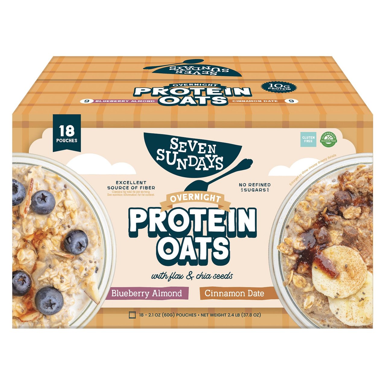 Seven Sundays Protein Oat Variety Pack, 18 ct / 2.1 oz - Image 1