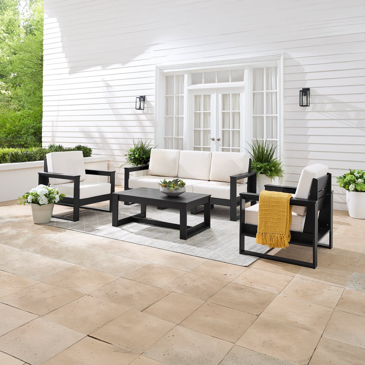 LEISURE LINE 4PC SEATING SET BLACK - Image 1