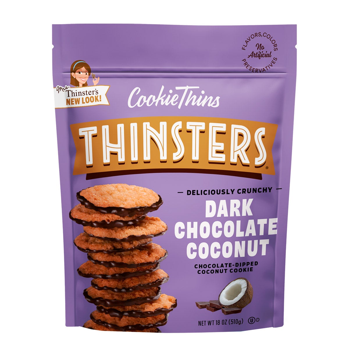 Thinsters Dark Chocolate Coconut Cookie Thins, 18 oz - Image 1
