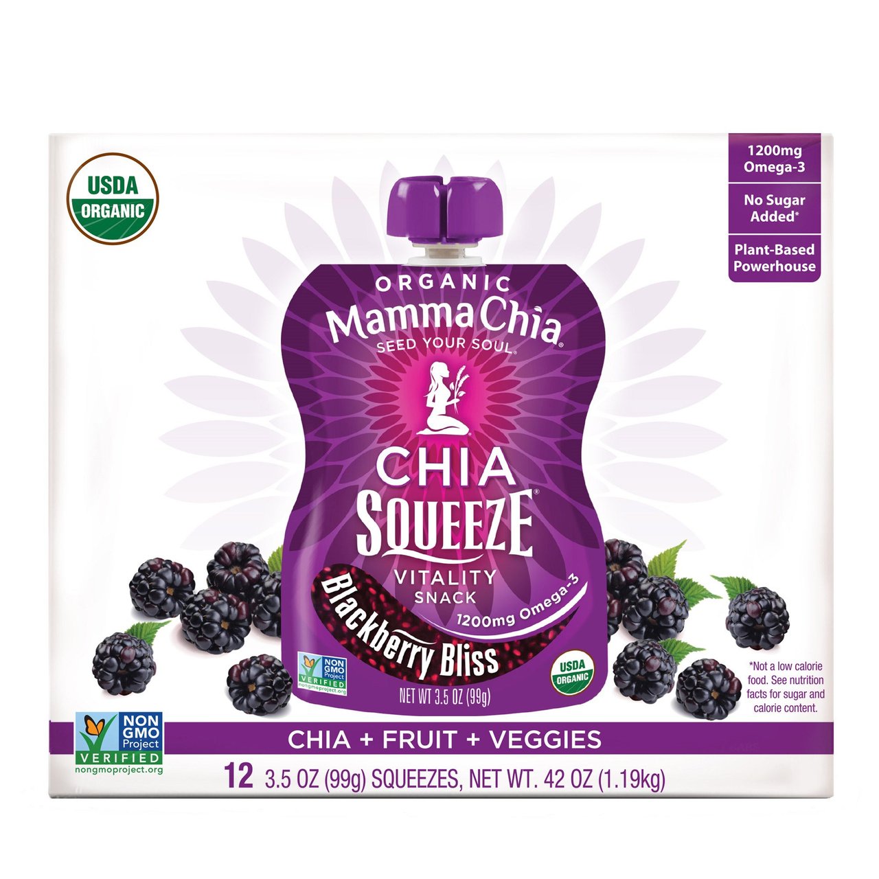 Mamma Chia Organic Chia Squeeze Blackberry Bliss 12/3.5 oz - Image 1
