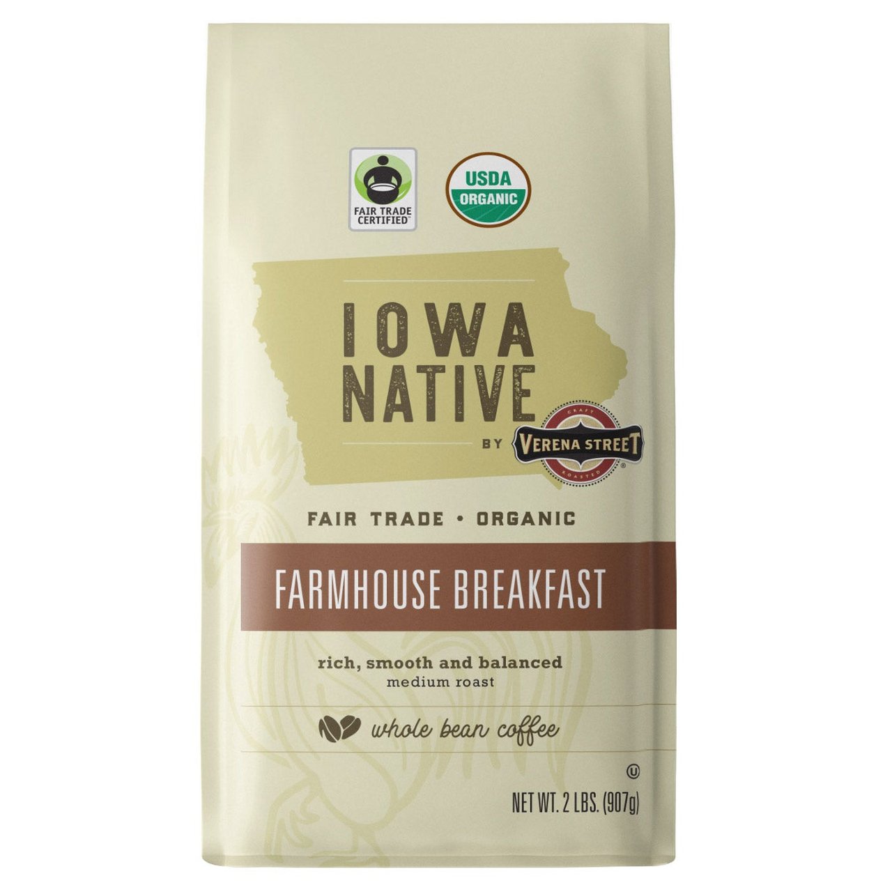 Verena Street Organic Farmhouse Breakfast Blend Coffee, 2 Pound Bag - Image 1