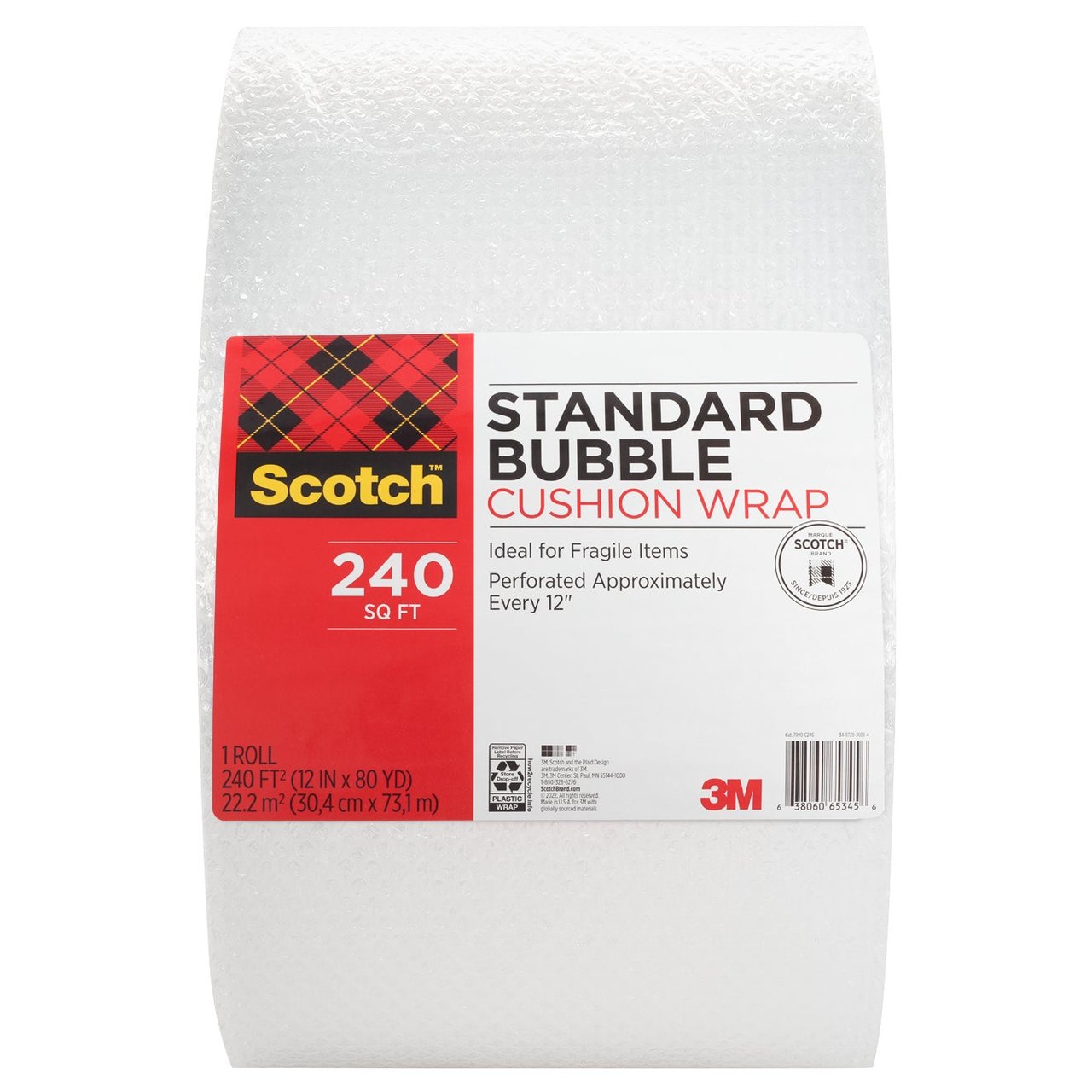 Scotch Standard Bubble Cushion Wrap, 12" x 240'