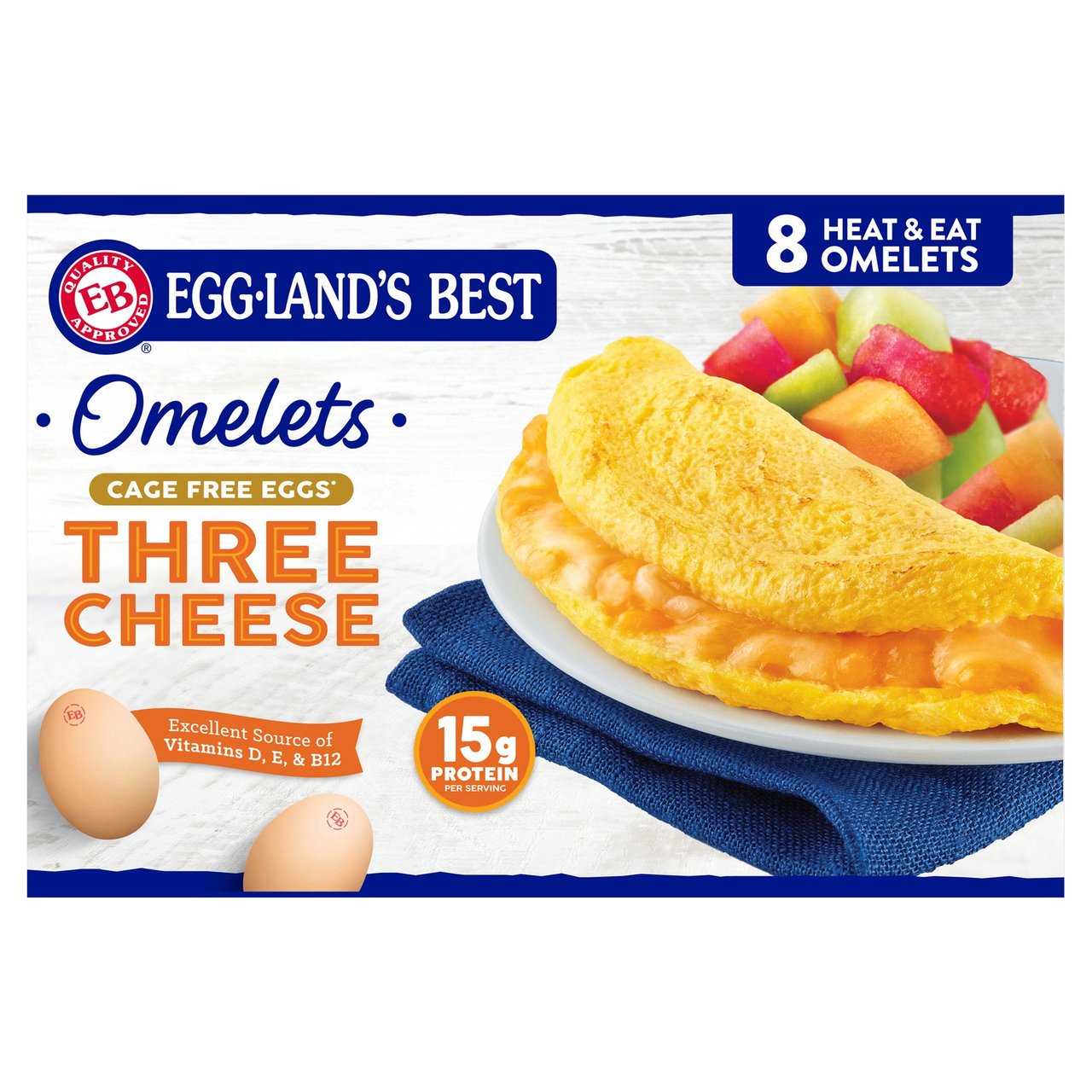 Eggland's Best Three Cheese Omelets 8 Count Box - Image 1