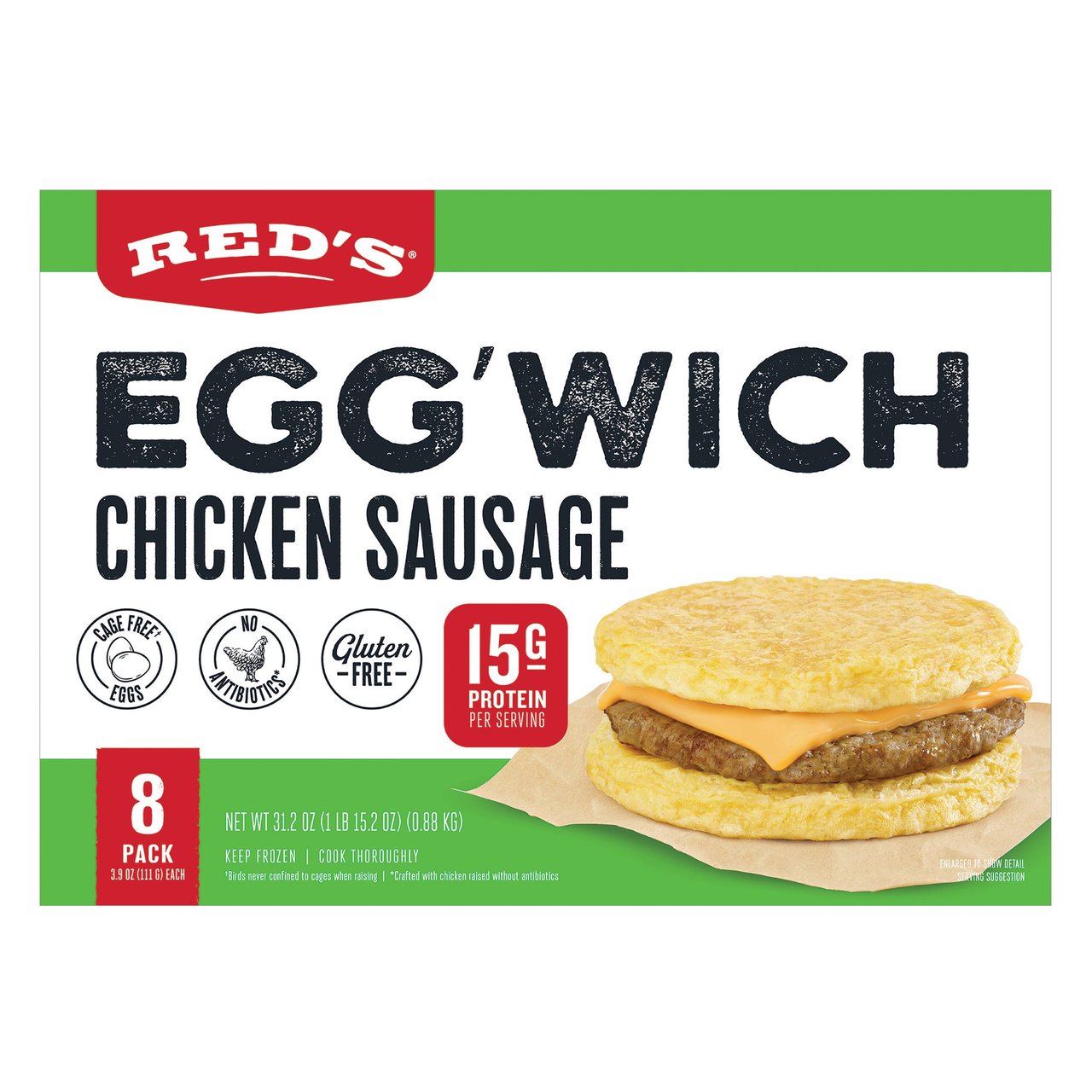 Red's Chicken Sausage Egg'Wich 8 Count Box - Image 1