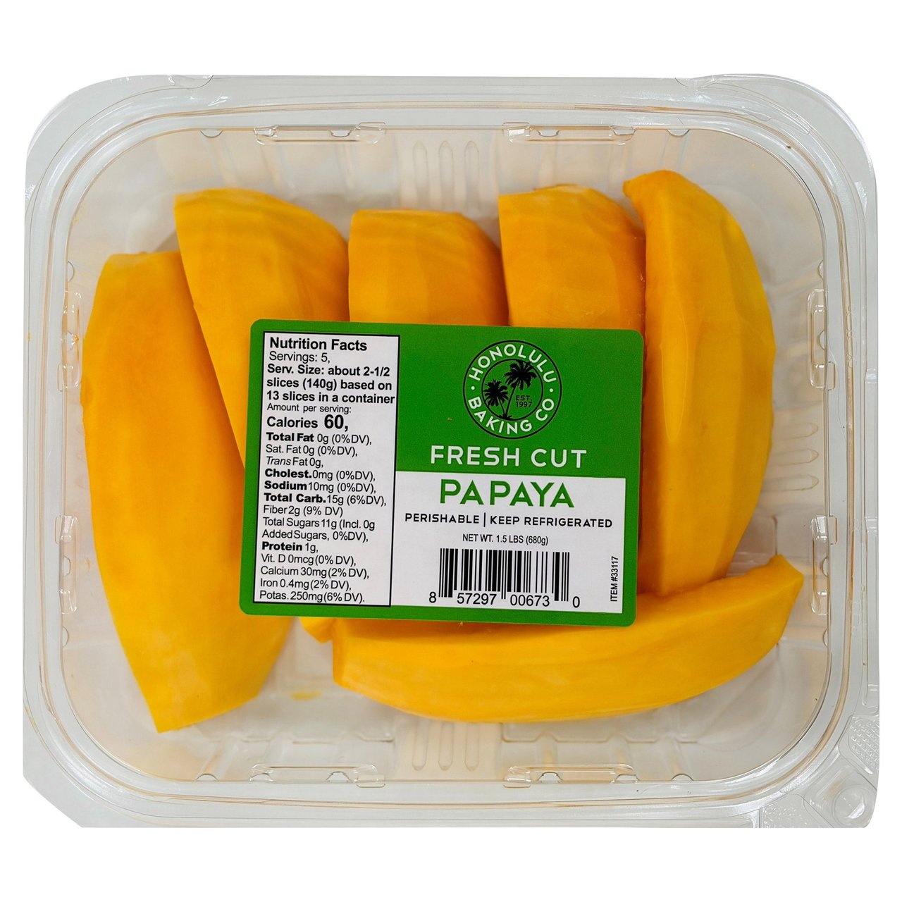 Papaya Chunks Grown in Hawaii