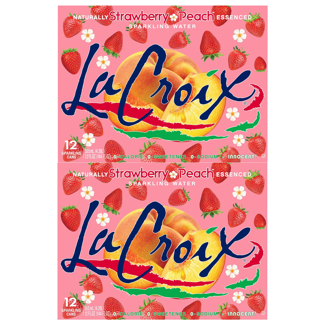 LaCroix Sparkling Water, Strawberry Peach, 12 fl oz, 24-Count - Image 1