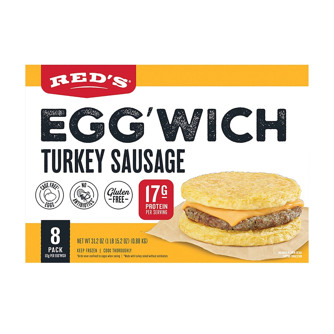 Red's Turkey Sausage Egg'Wich 8 Count Box - Image 1