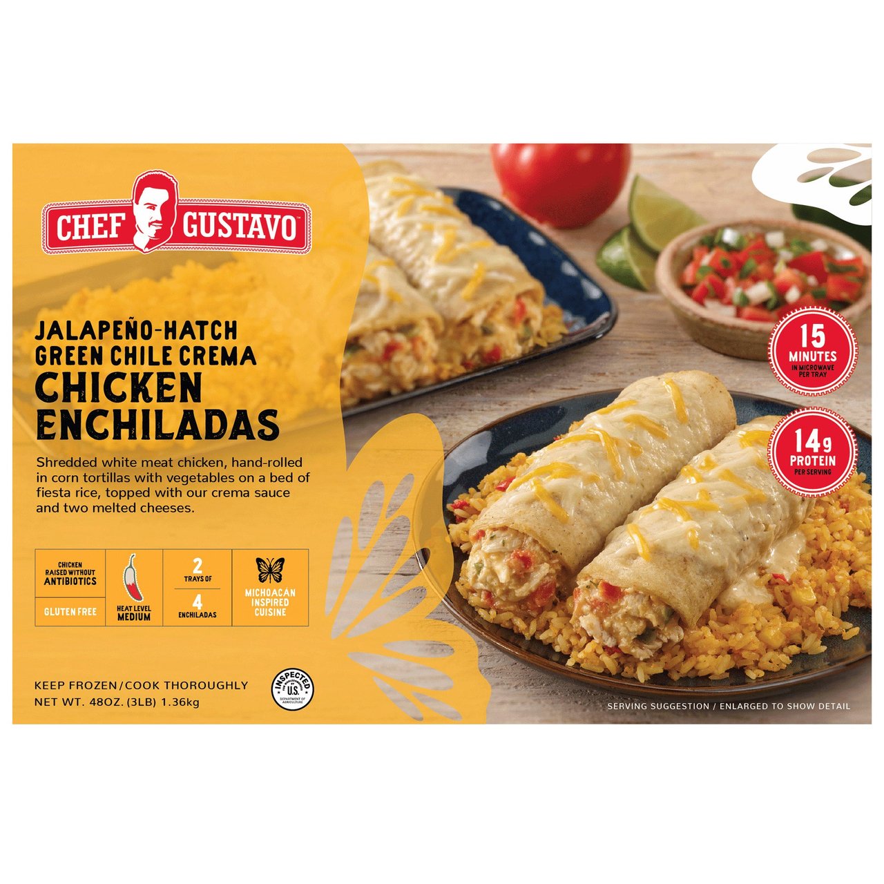 Chef Gustavo Jalapeño-Hatch Green Chile Chicken Enchiladas 48 oz - Image 1