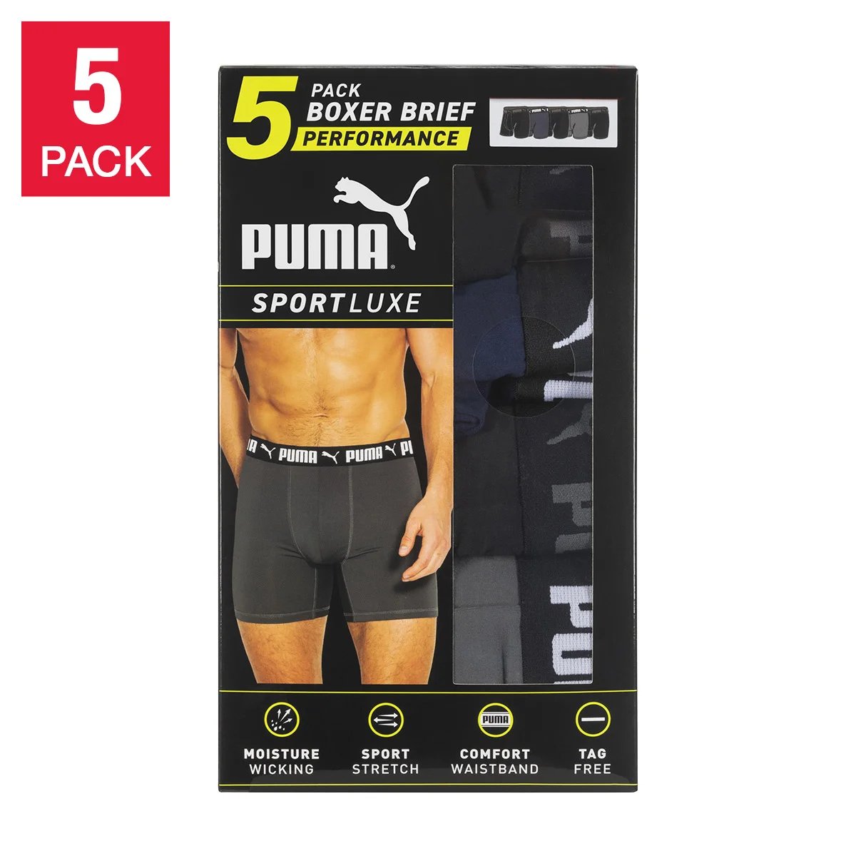 PUMA Men's Boxer Brief 5-Pack, Size Small - Image 1