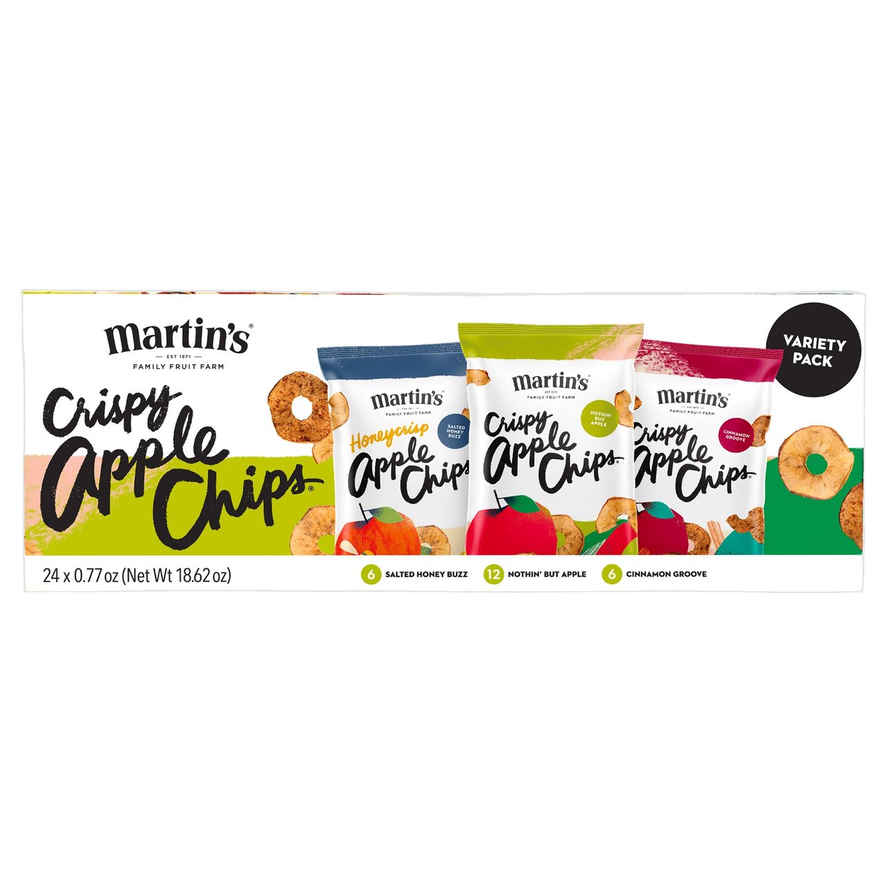 MARTINS APPLE CHIPS VARIETY 24/.77OZ (1.15LBS) - Image 1