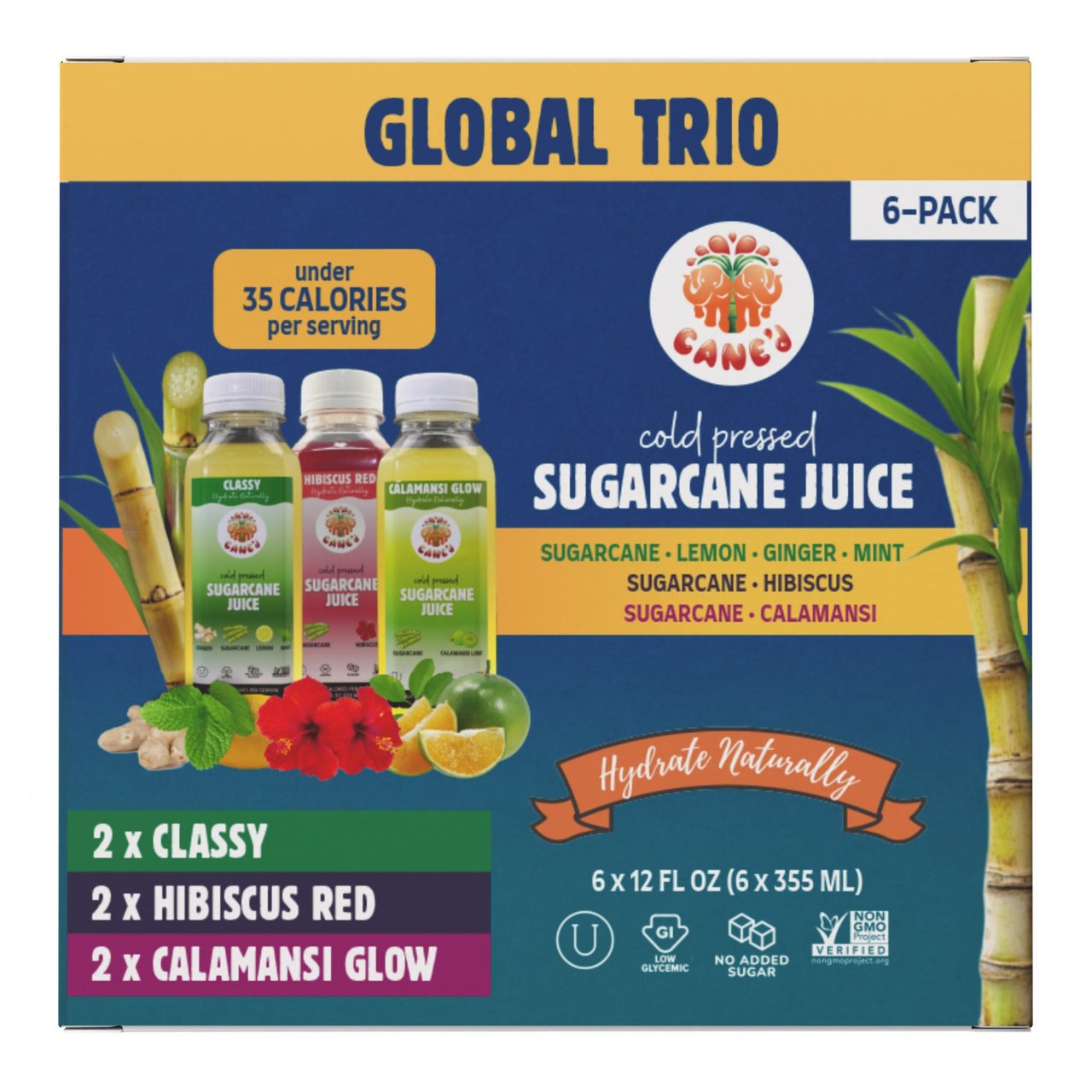 CANE'D Sugarcane Juice 6 Count 12 Ounce Each - Image 1