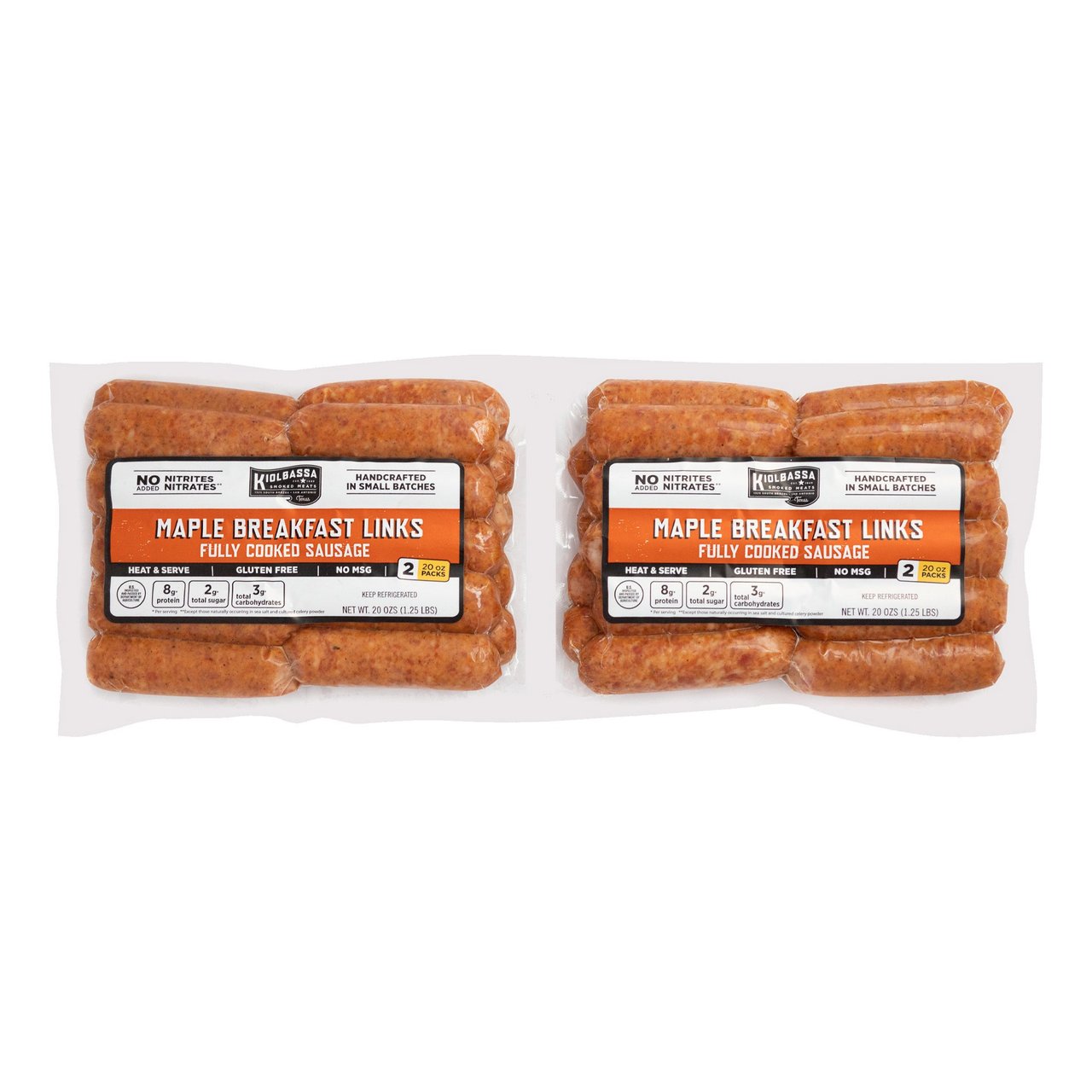 Kiolbassa Maple Breakfast Links 12/2-20 Ounce Packages - Image 1