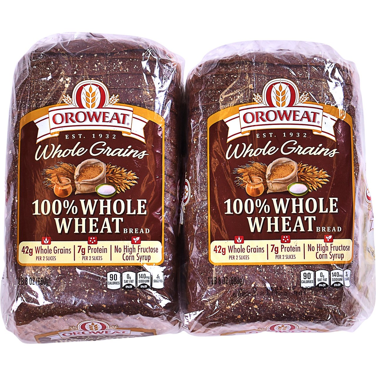 Oroweat 100% Whole Wheat Bread, 24 oz, 2-Pack - Image 1