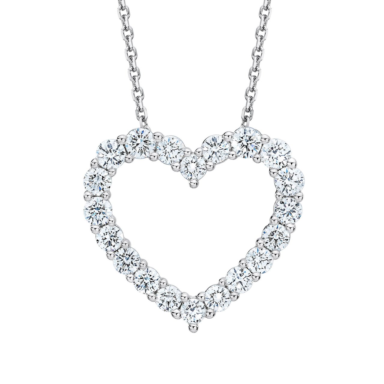 14kt White Gold VS2 I 1.0ctw Round Diamond Heart Necklace - Image 1