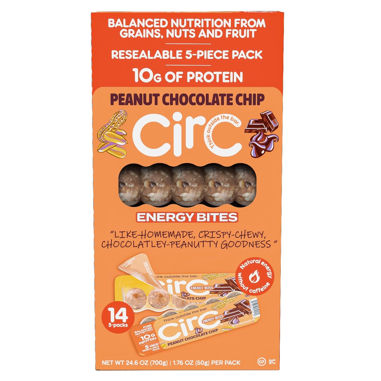 CirC Energy Bites Peanut Chocolate Chip 14/1.76 oz - Image 1