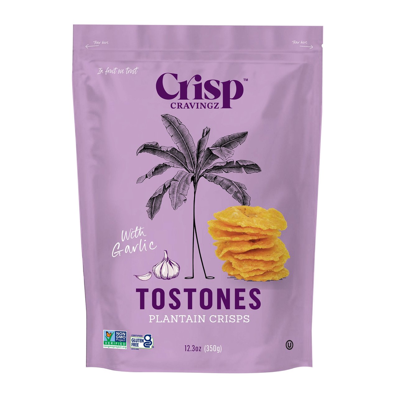 Crisp Cravingz Tostones Crisps Garlic 12.3oz - Image 1