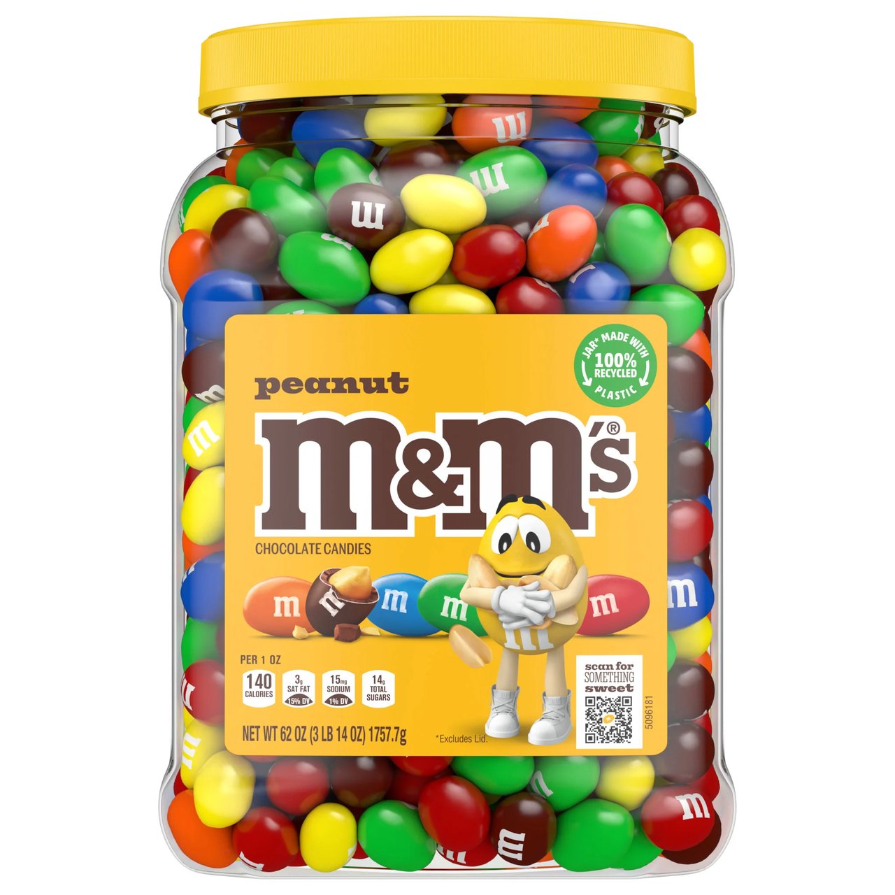 M&M's Peanut Chocolate Candy 62 oz Jar - Image 1