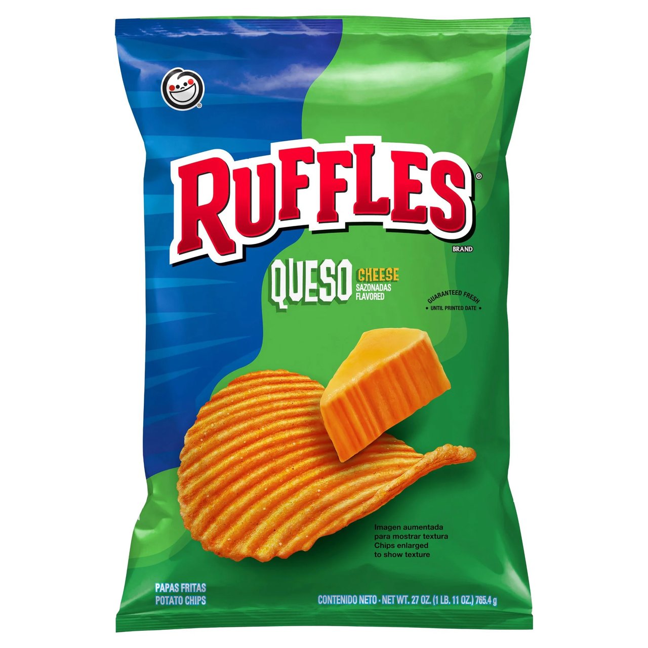 Frito Lay Ruffles Queso Cheese Flavored Potato Chips 27 oz - Image 1
