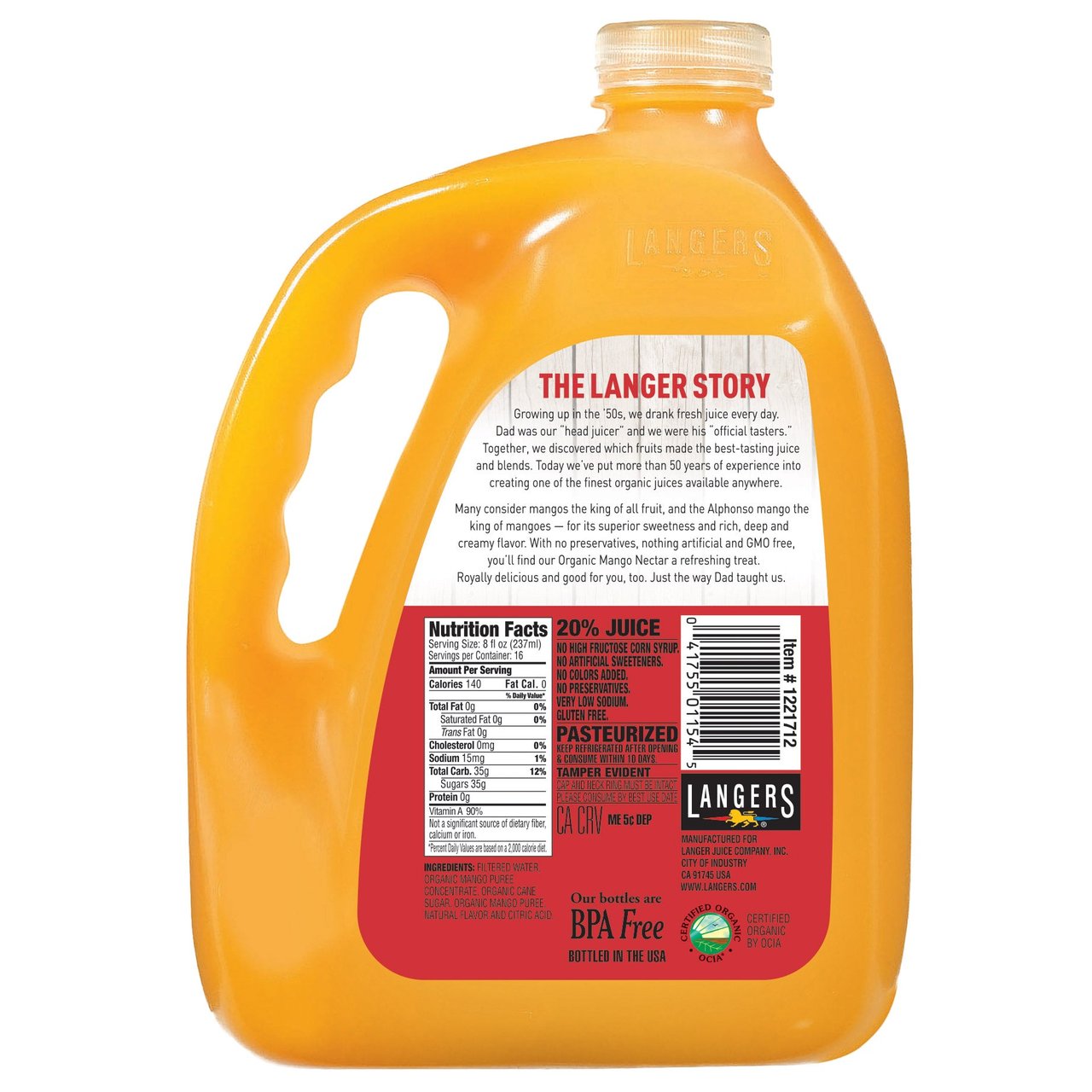 Langers Organic Mango Nectar 128 oz - Image 1