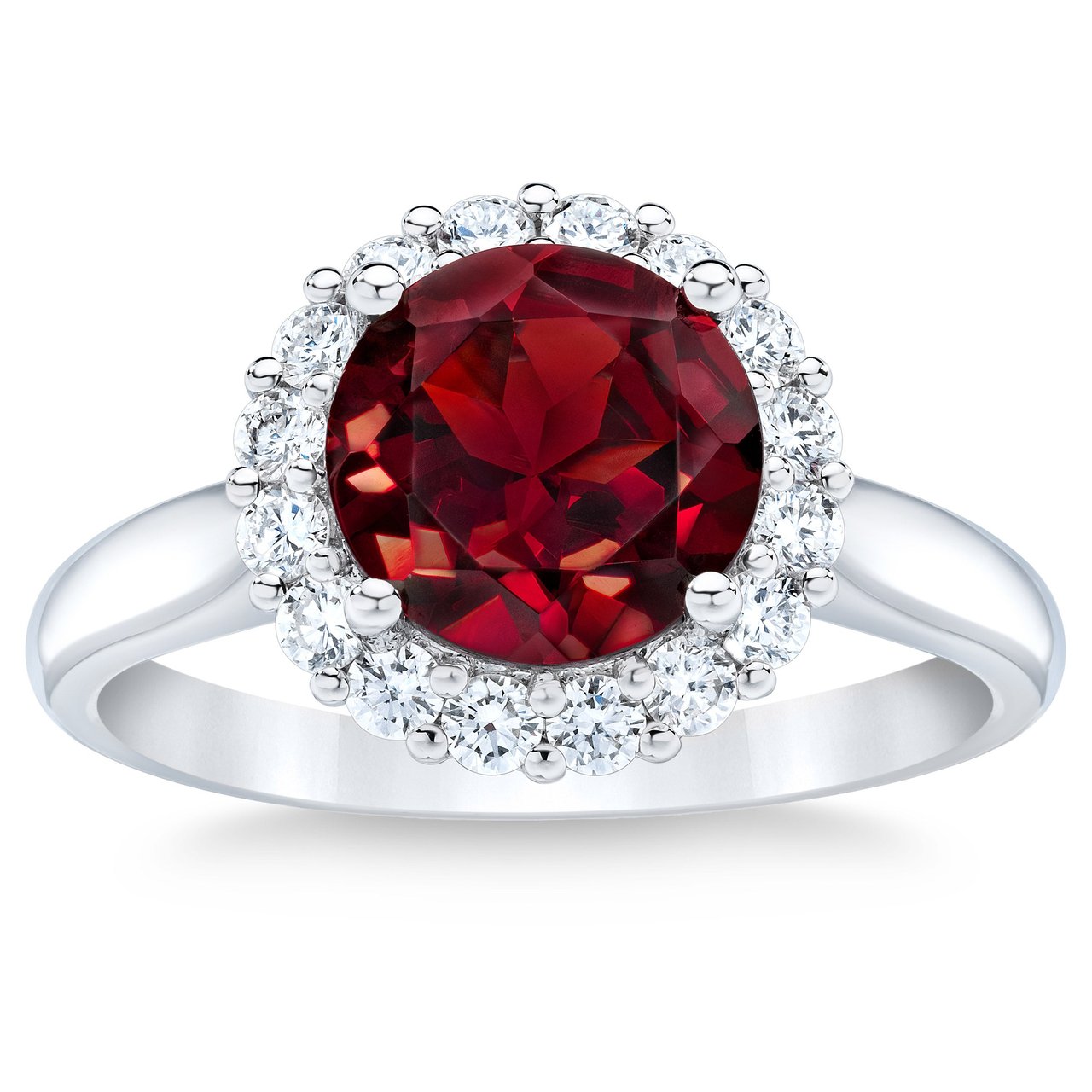 14kt White Gold VS2 I 0.53ctw Diamond & Garnet Ring - Image 1