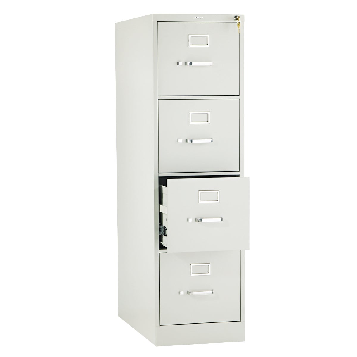 HON 310 Series 4-Drawer Vertical Letter File Cabinet, 26.5" Deep, Light Gray with Lock