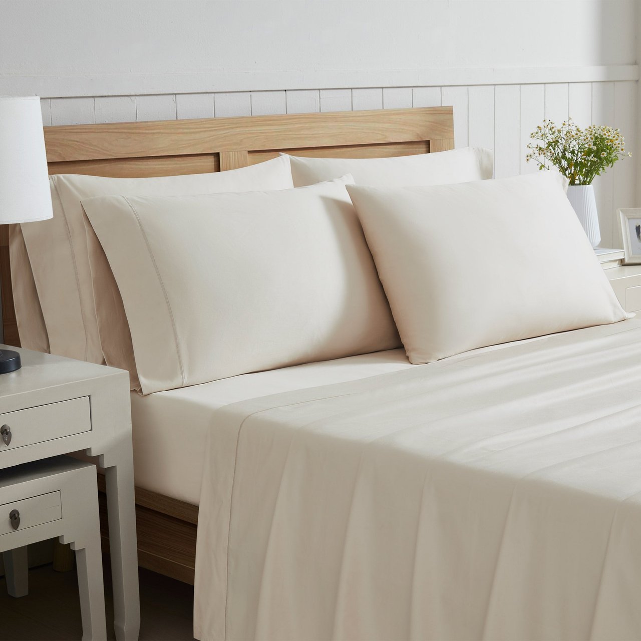 Highland Park 1000 Thread Count Beige King Sheet Set - Image 1