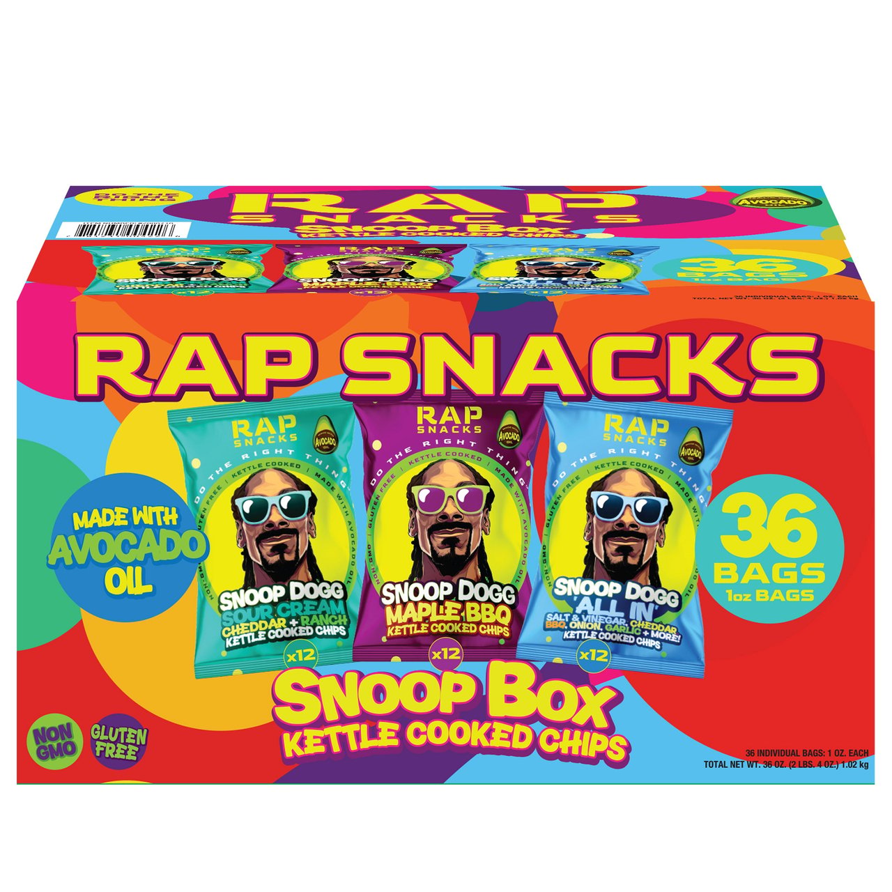 Rap Snacks Snoop Box Kettle Chips 36-Count, 1 oz Bags - Image 1