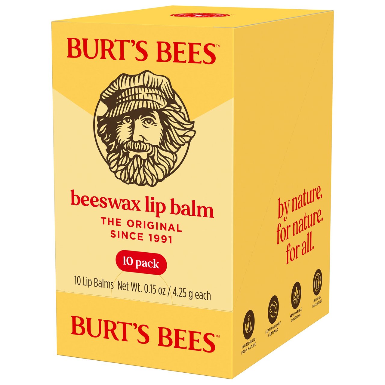 Burt's Bees Beeswax Lip Balm Blister Pack, 10 x 0.15 oz - Image 1