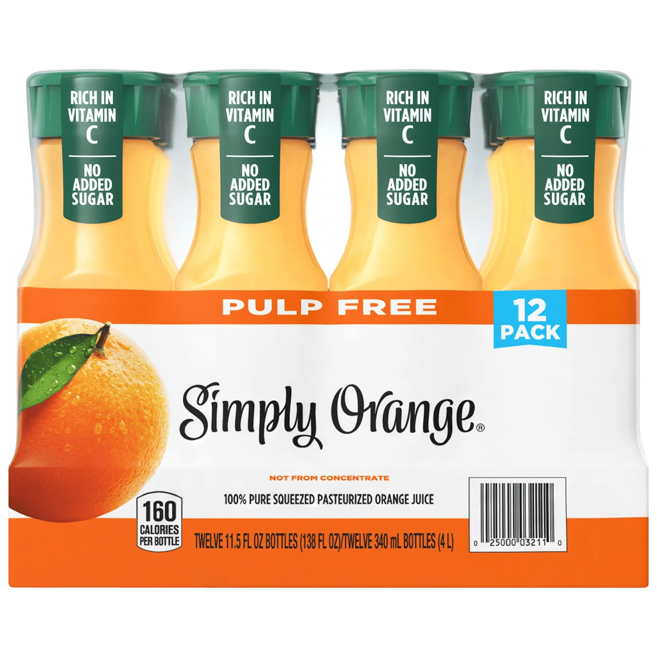 Simply Orange Pulp Free Orange Juice, 12 Pack, 11.5 fl oz - Image 1