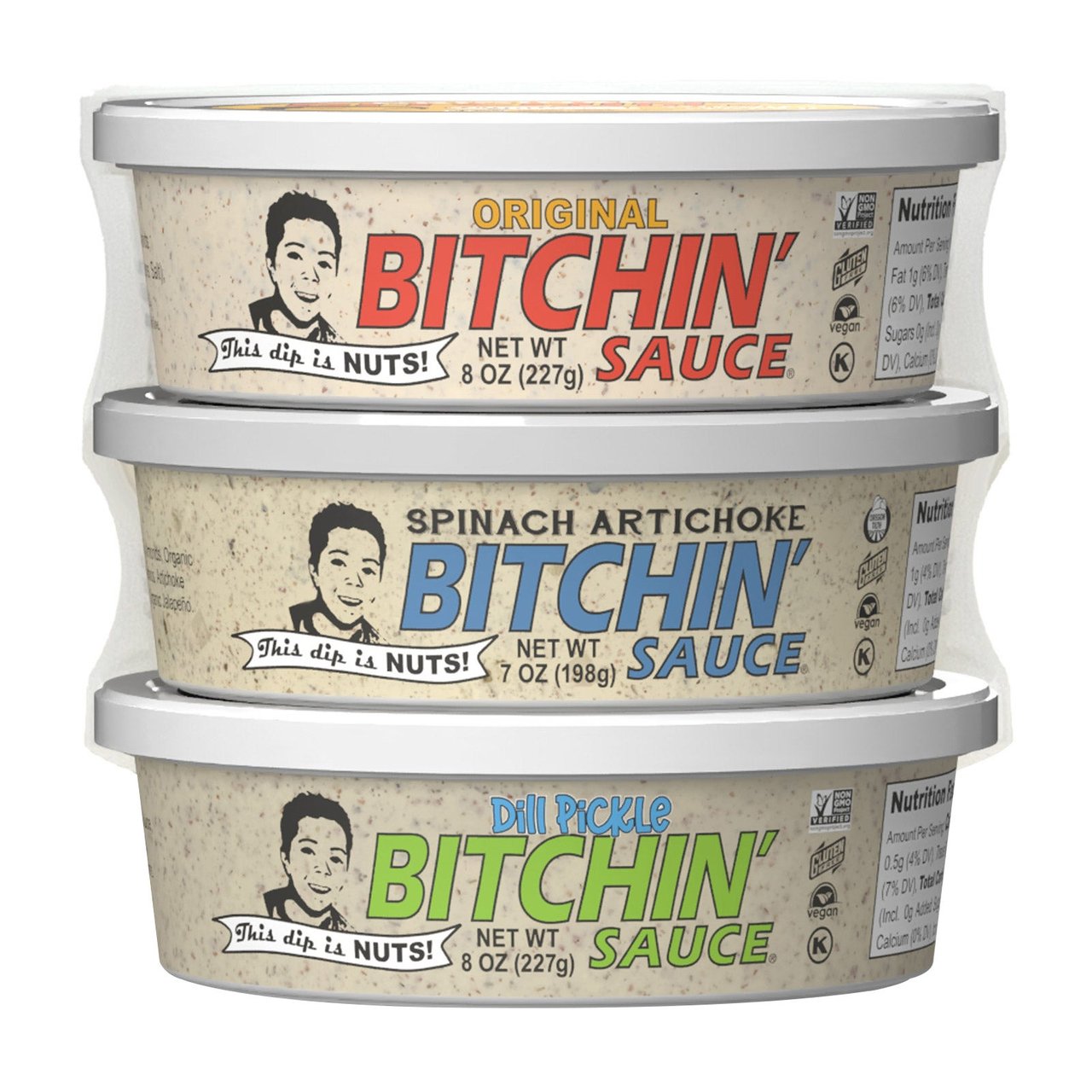 Bitchin' Sauce Spinach, Artichoke, Dill 3-Pack, 8 oz Each - Image 1