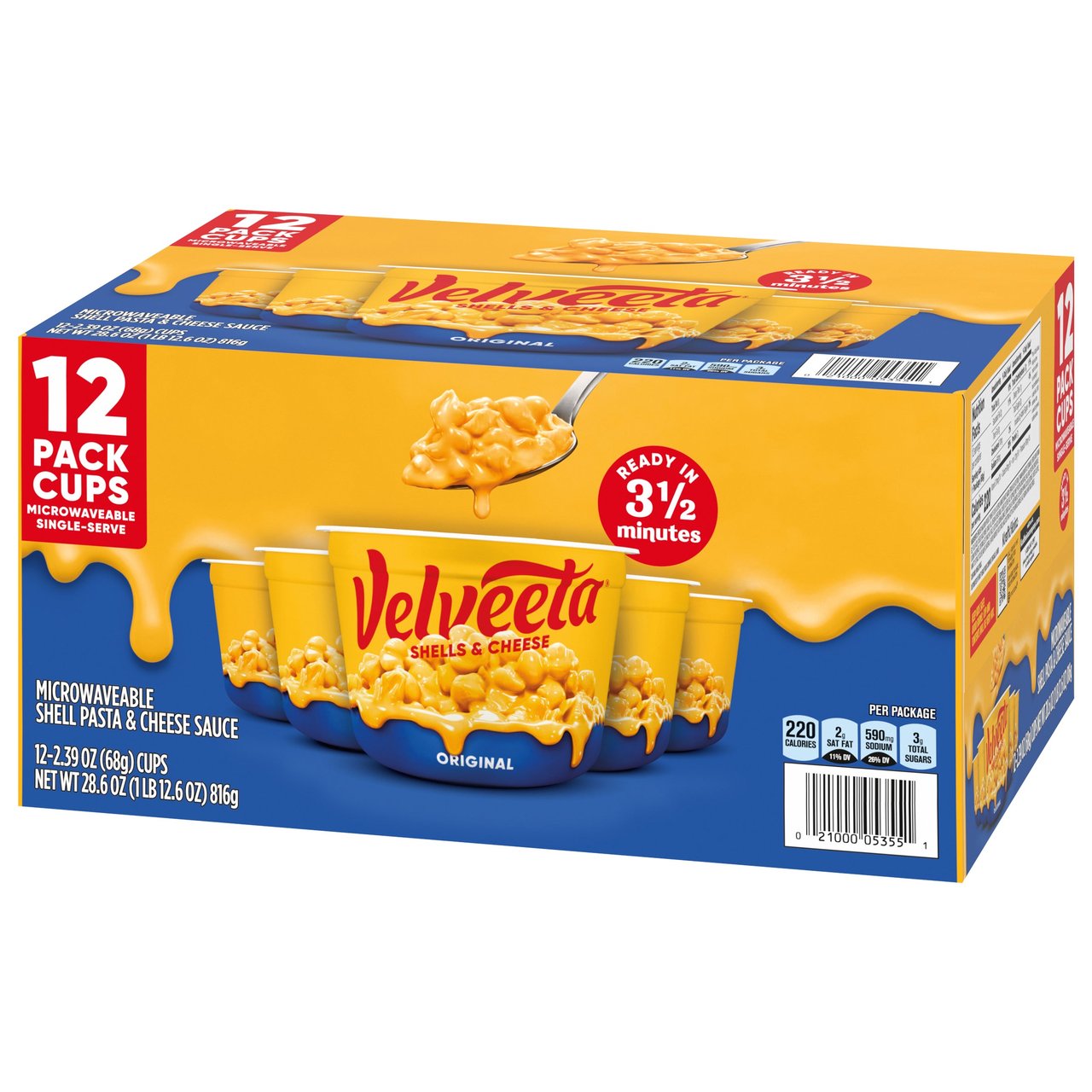 Velveeta Shells & Cheese Cups, Original, 2.39 oz, 12 ct - Image 1