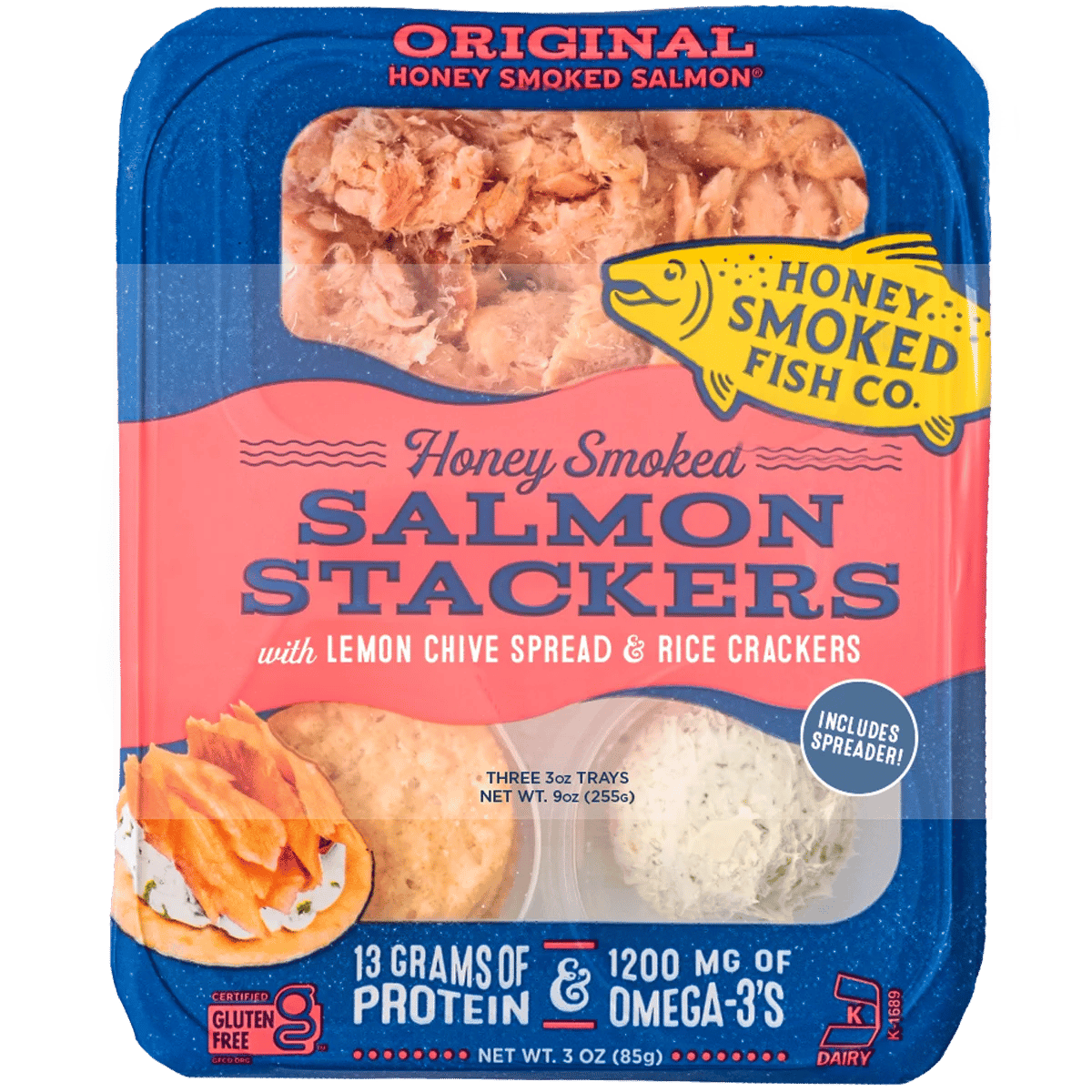 Honey Smoked Fish Co. Salmon Stackers 3-Pack, 3 oz Each - Image 1