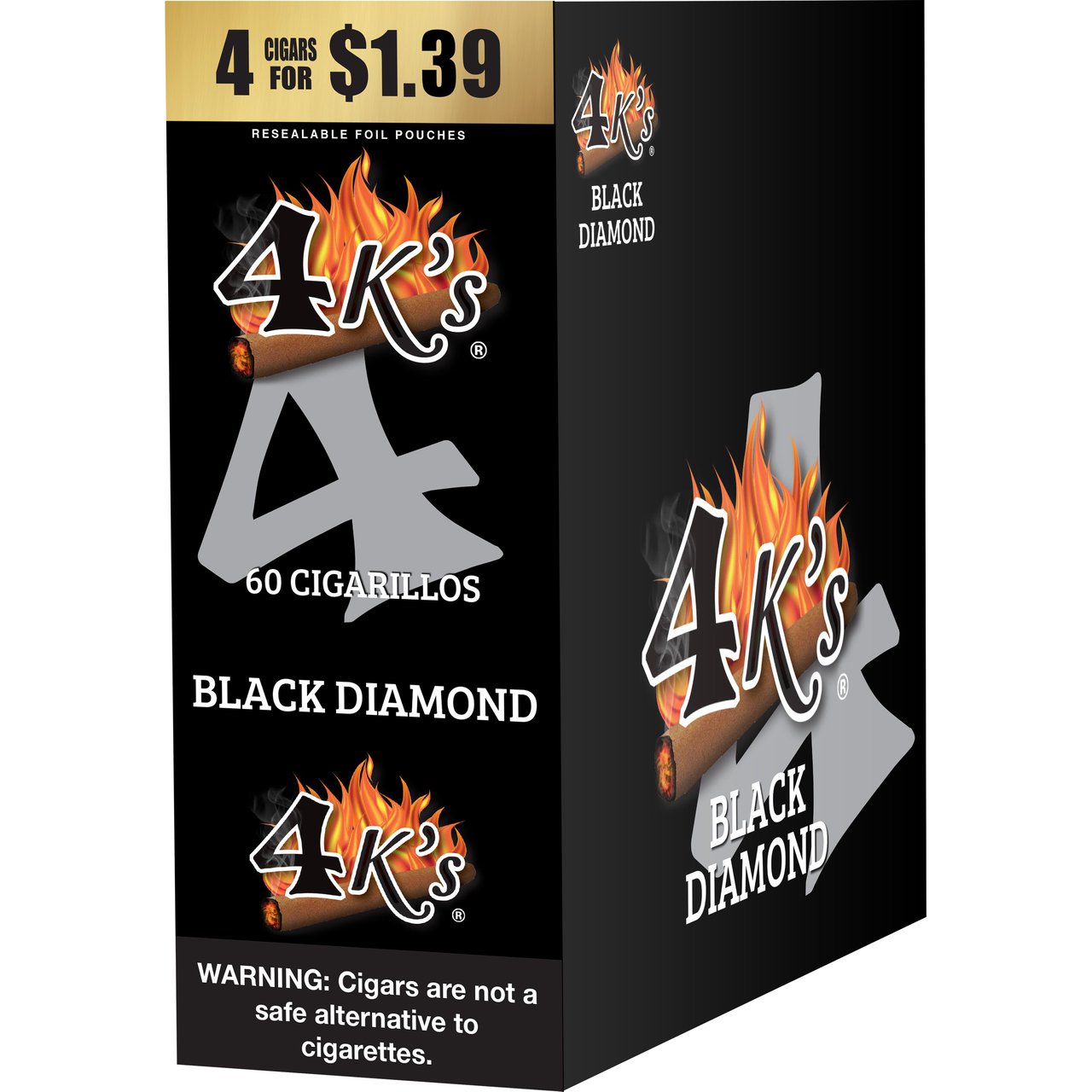 4K's Cigarillos Black Diamond 15/4ct Pouches $1.39 Per Pouch - Image 1