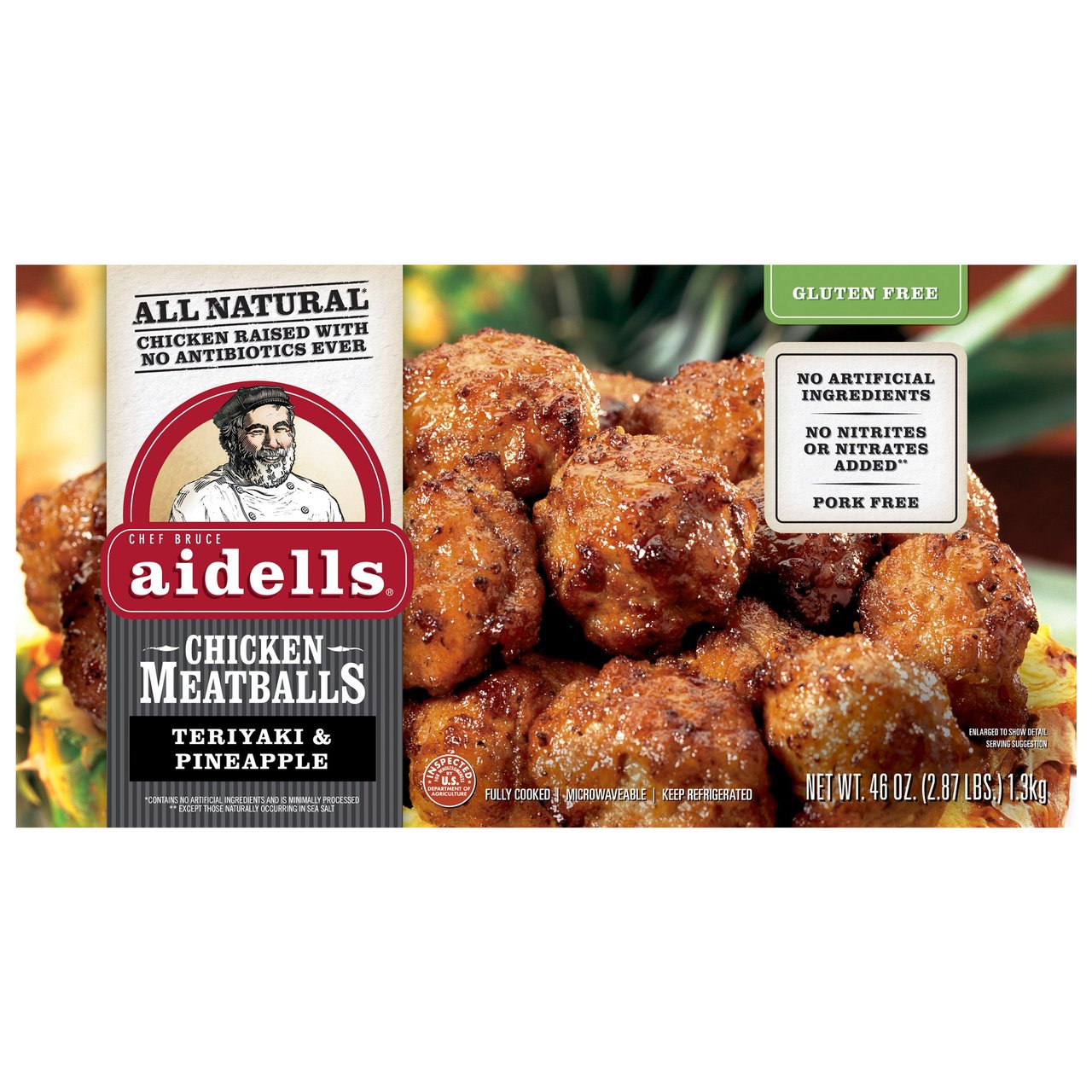 Aidell's Antibiotic-Free Gluten-Free Teriyaki & Pineapple Chicken Meatballs, 46 oz - Image 1