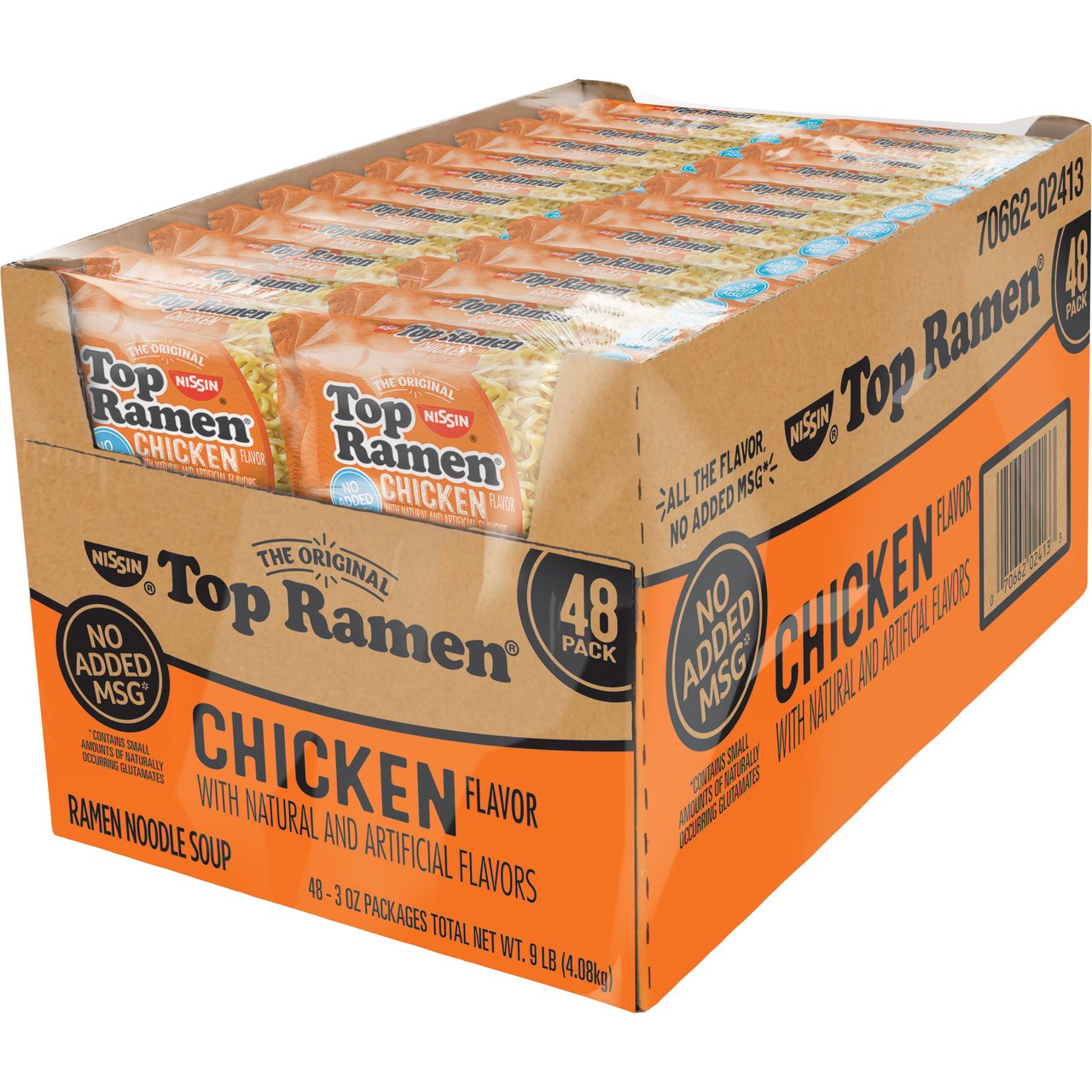 Nissin Top Ramen Chicken Flavor, 48 Pack, 3 oz Each - Image 1