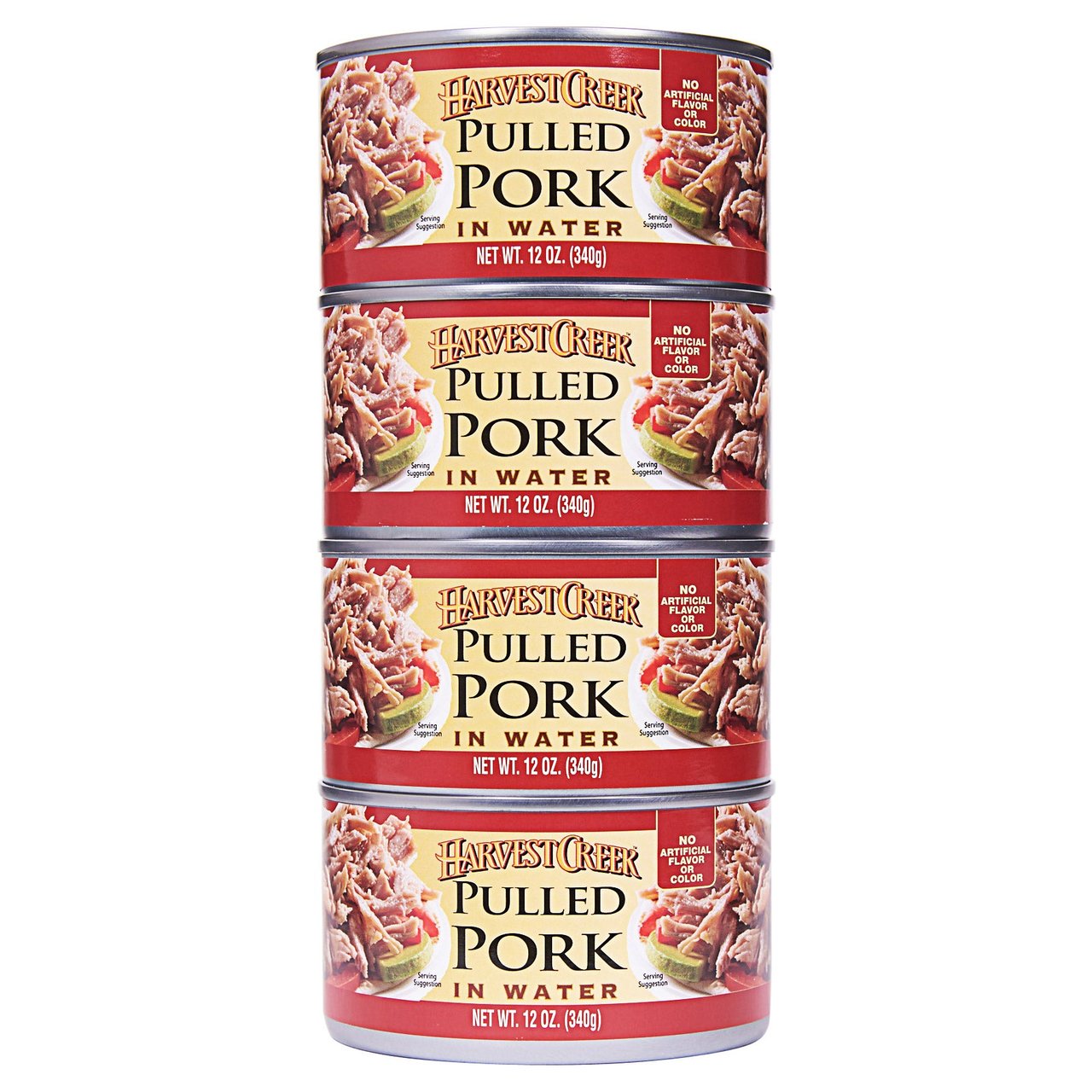 Harvest Creek Pulled Pork in Water, 4 Pack of 12 oz Cans