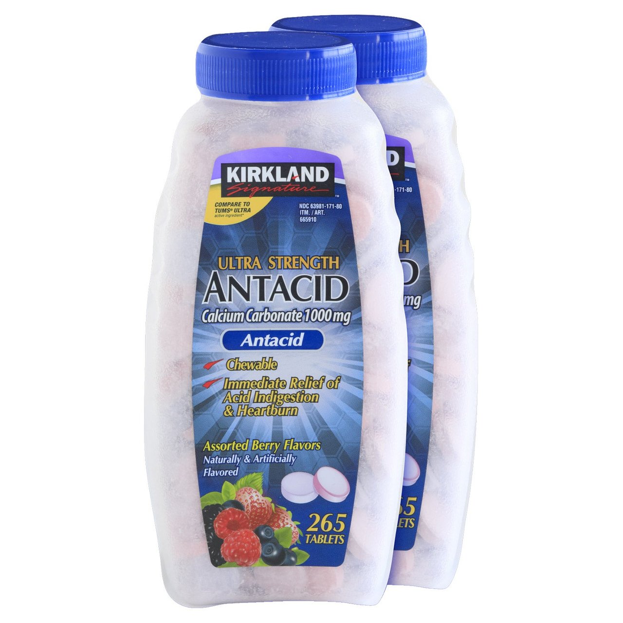 Kirkland Signature Ultra Strength Antacid Assorted Berry 2x265 Tablets - Image 1