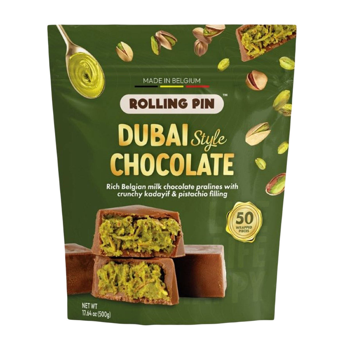 Rolling Pin Dubai Style Chocolate Squares 17.64oz - Image 1
