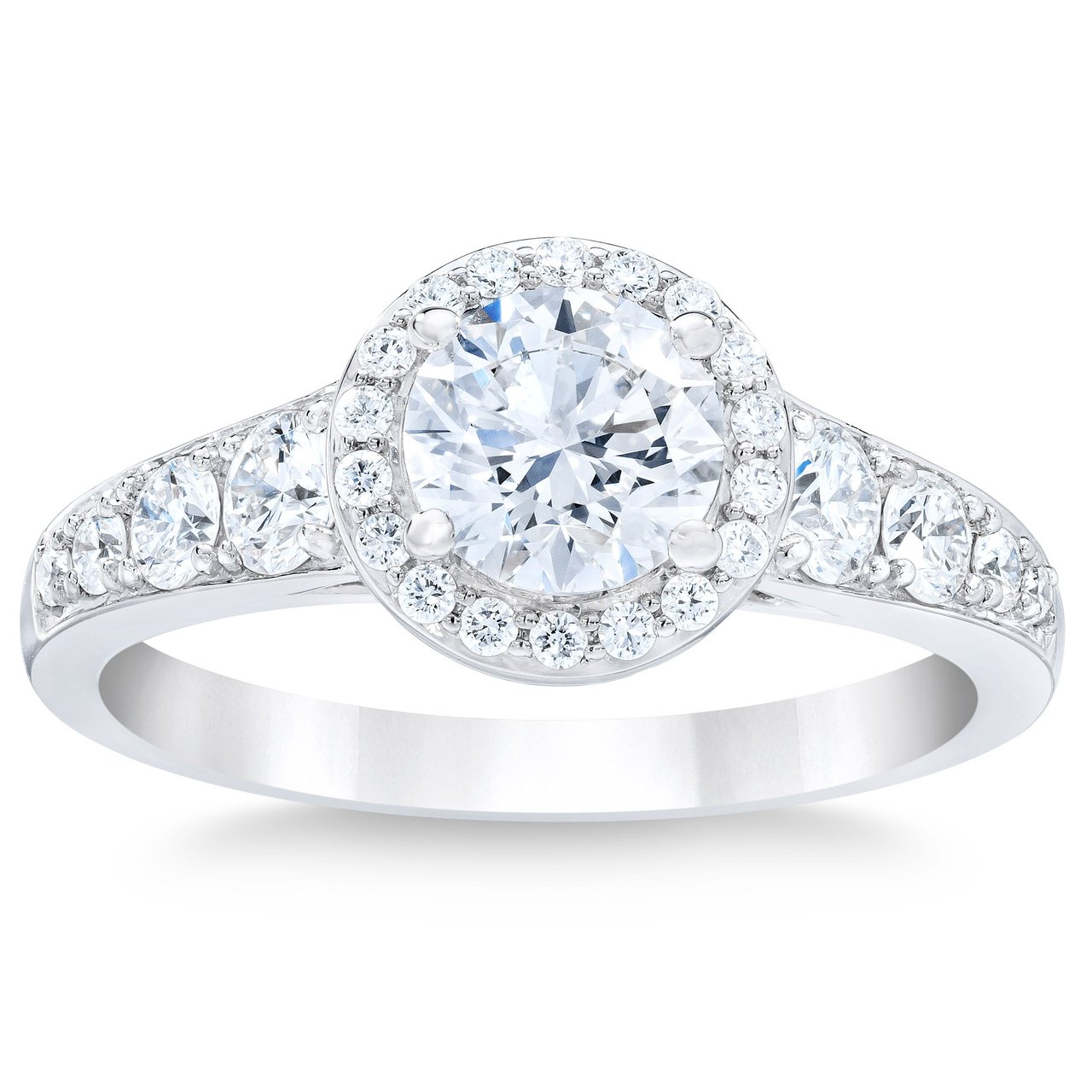 Platinum VS2 I 1.60 ctw Round Brilliant Diamond Halo Ring (1.0 ct Center) - Image 1