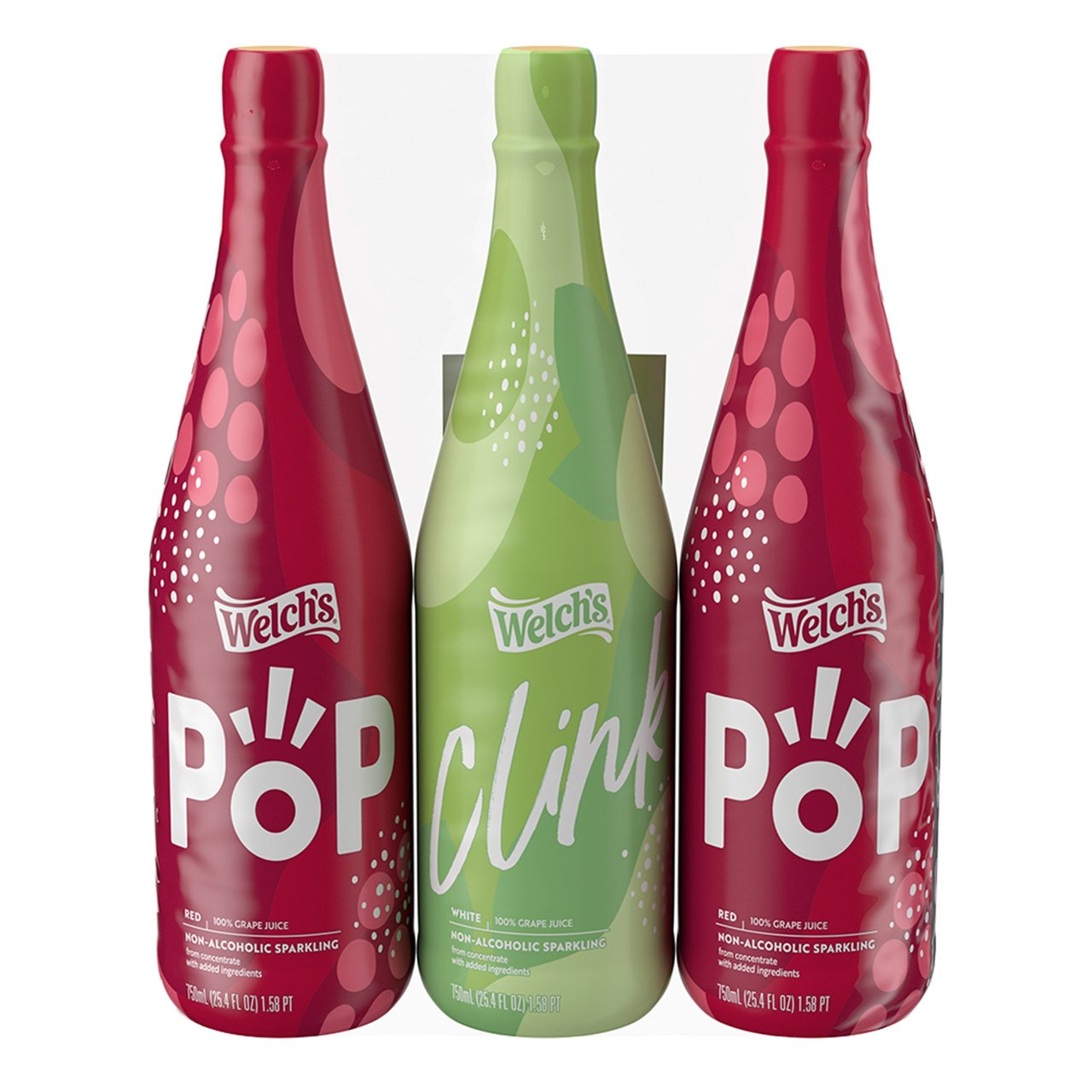 Welch's 100% Sparkling Juice, Red & White Grape, 3 × 25.4 oz - Image 1