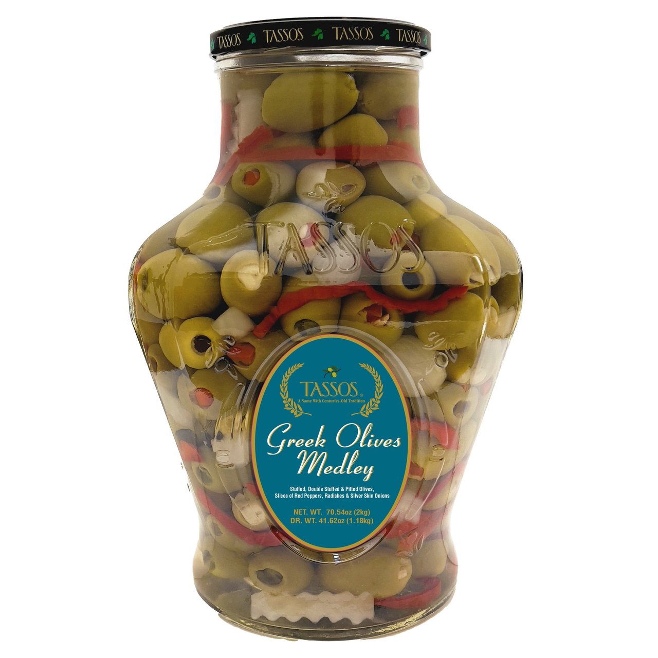 Tassos Mediterranean Gourmet Greek Olives 41.6 Ounce Urn - Image 1