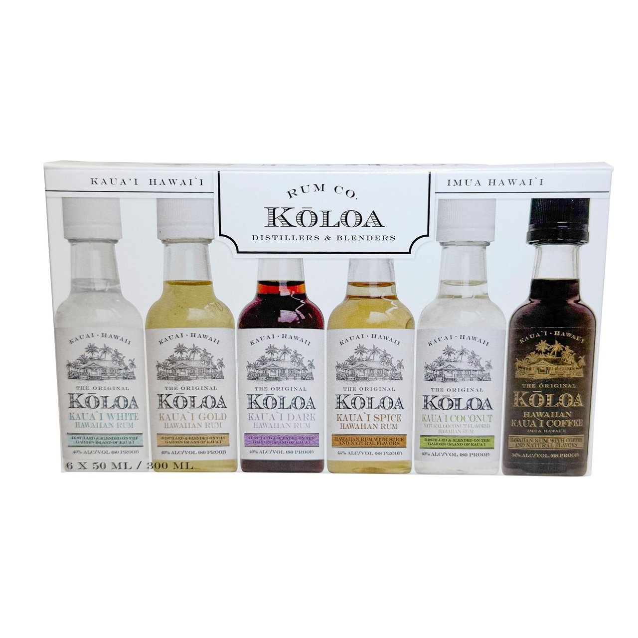 Kōloa 6-Bottle Assorted Rum Variety Pack Hawaii 6/50ML - Image 1