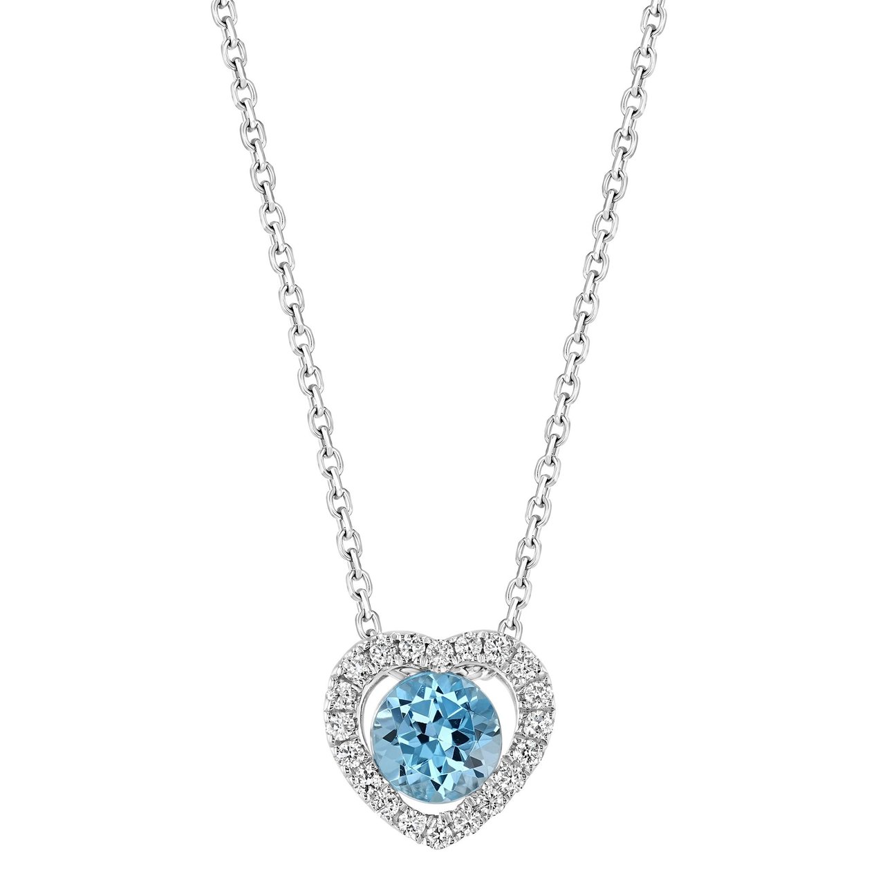 14kt White Gold VS2 I 0.06ctw Diamond & Blue Topaz Necklace 17" - Image 1